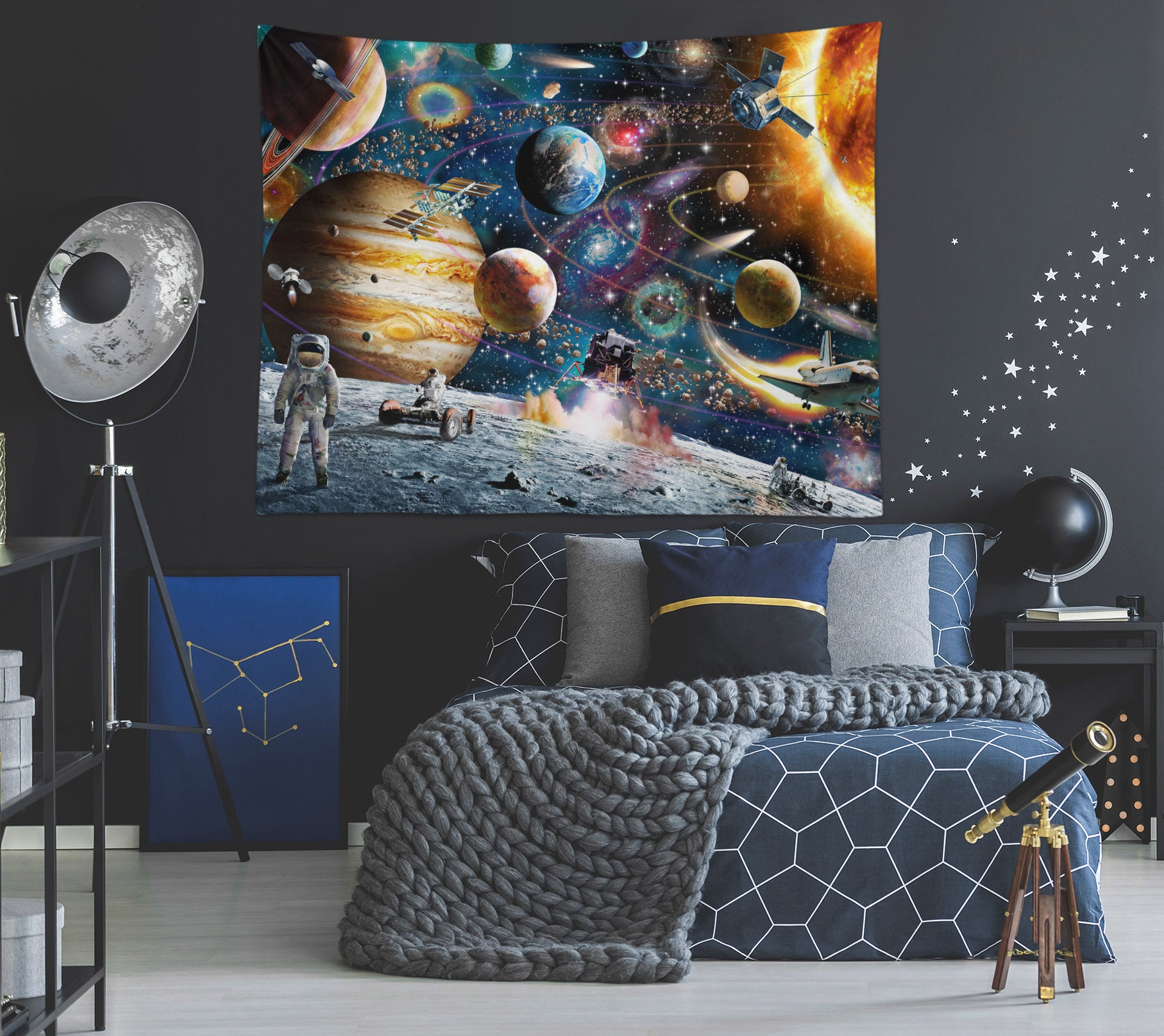 3D Satellite Planet 704 Adrian Chesterman Tapestry Hanging Cloth Hang