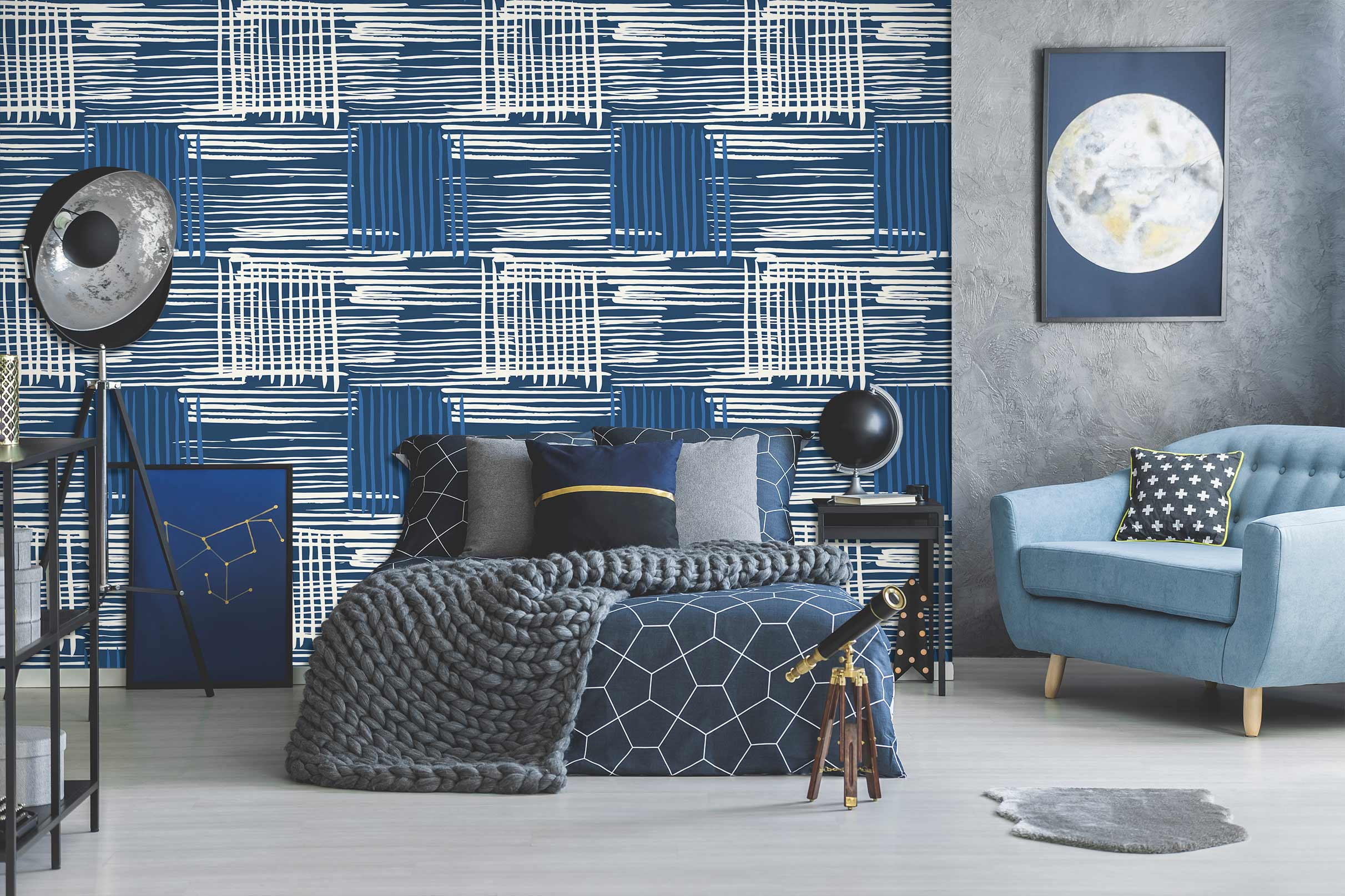 3D Blue Line Stripe 12062 Kashmira Jayaprakash Wall Mural Wall Murals