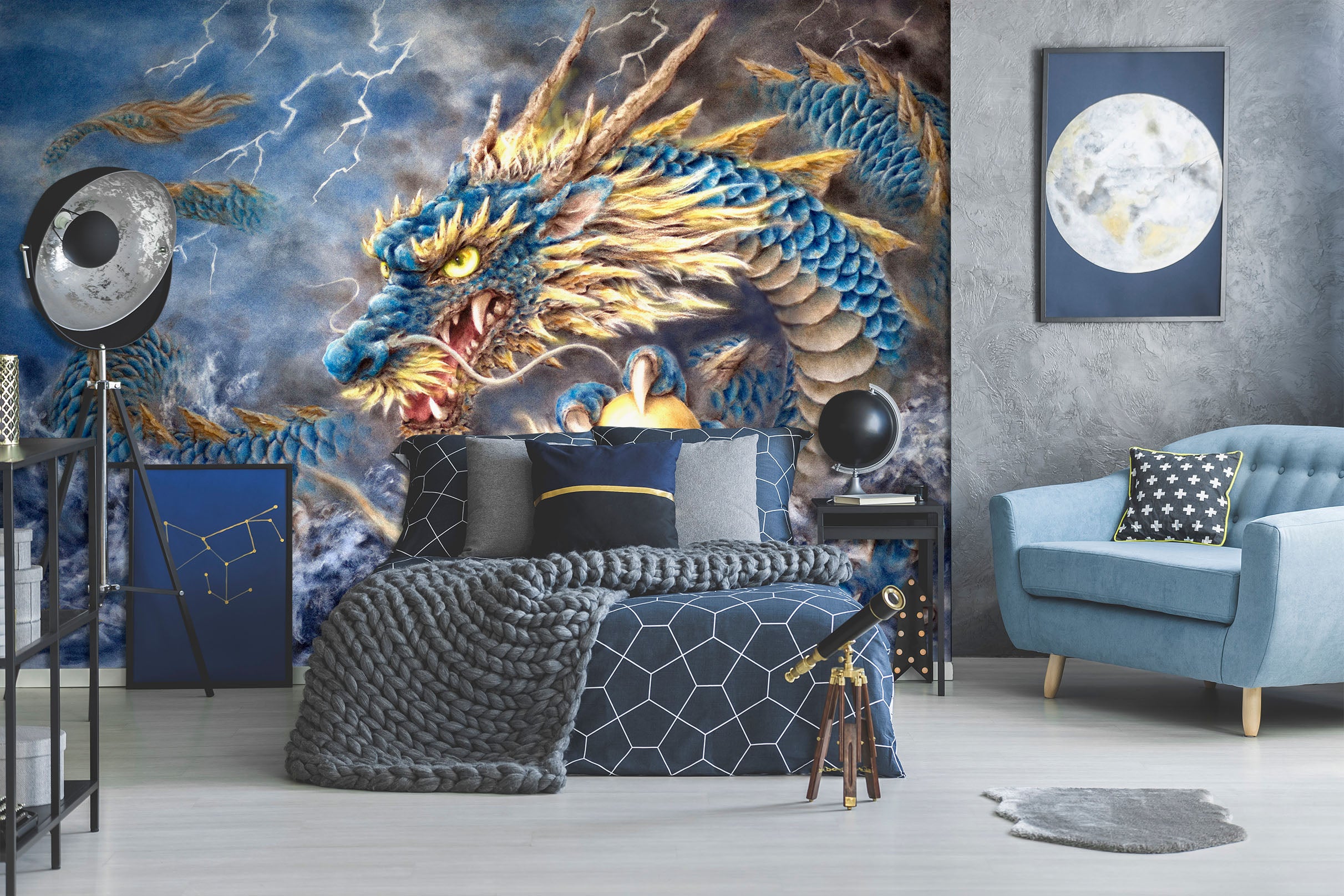 3D Blue Dragon 5414 Kayomi Harai Wall Mural Wall Murals