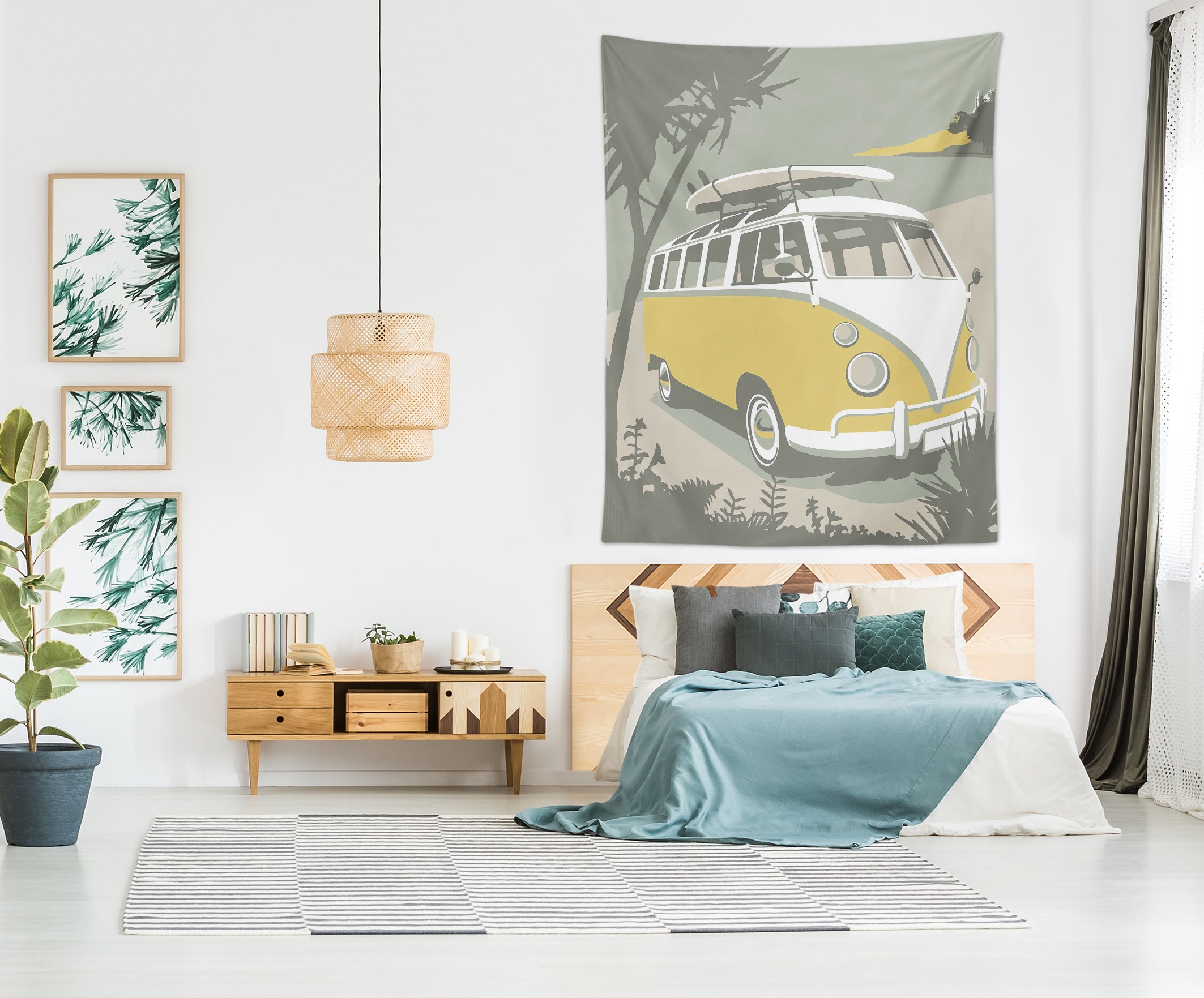 3D Yellow Car 5346 Steve Read Tapestry Hanging Cloth Hang