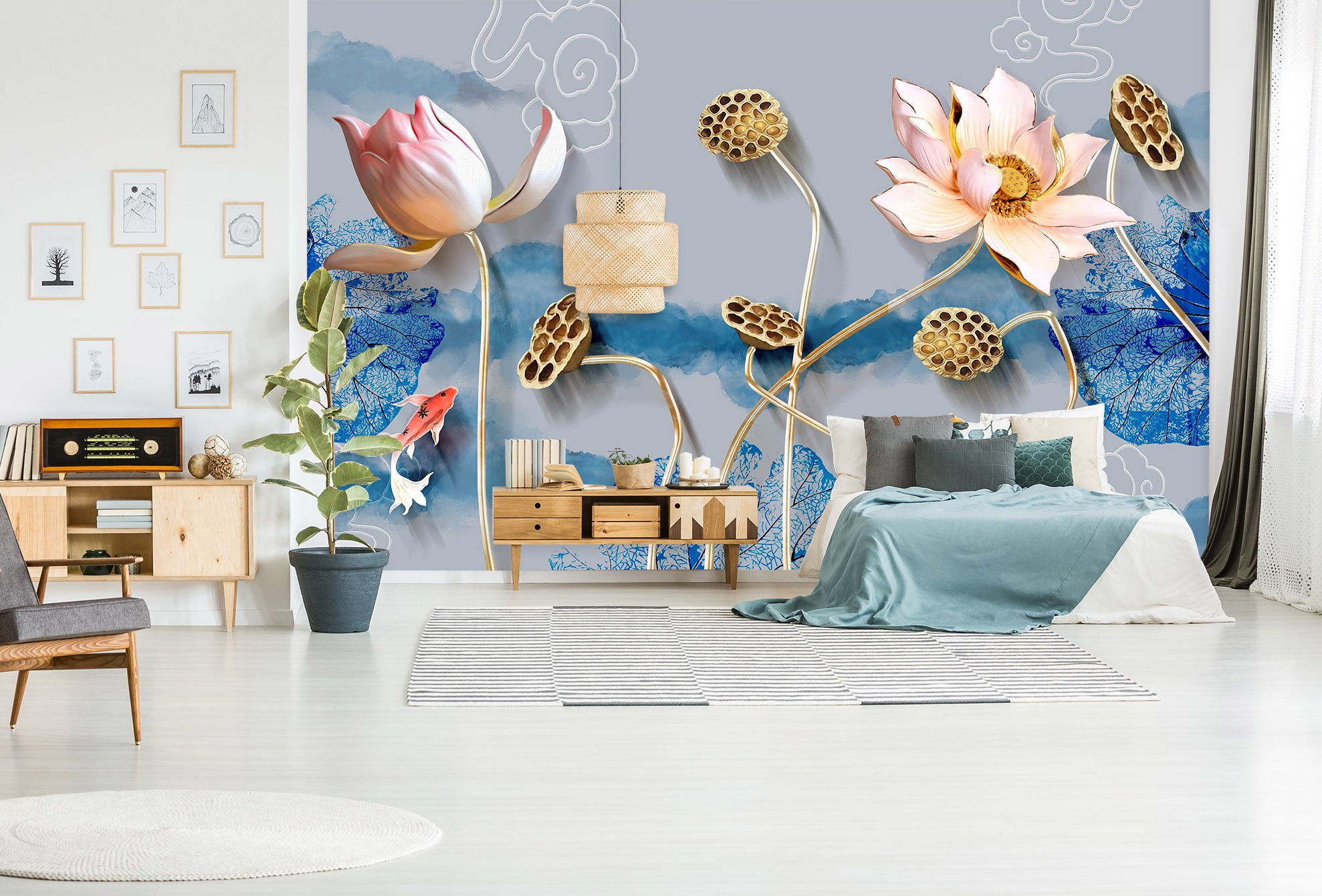 3D Lotus Bloom 1471 Wall Murals