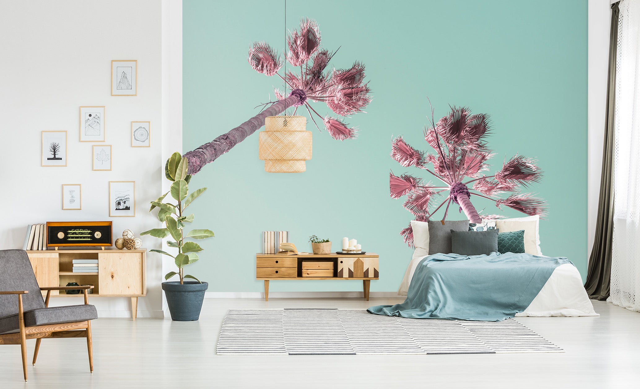 3D Pink Coconut Tree 6251 Assaf Frank Wall Mural Wall Murals