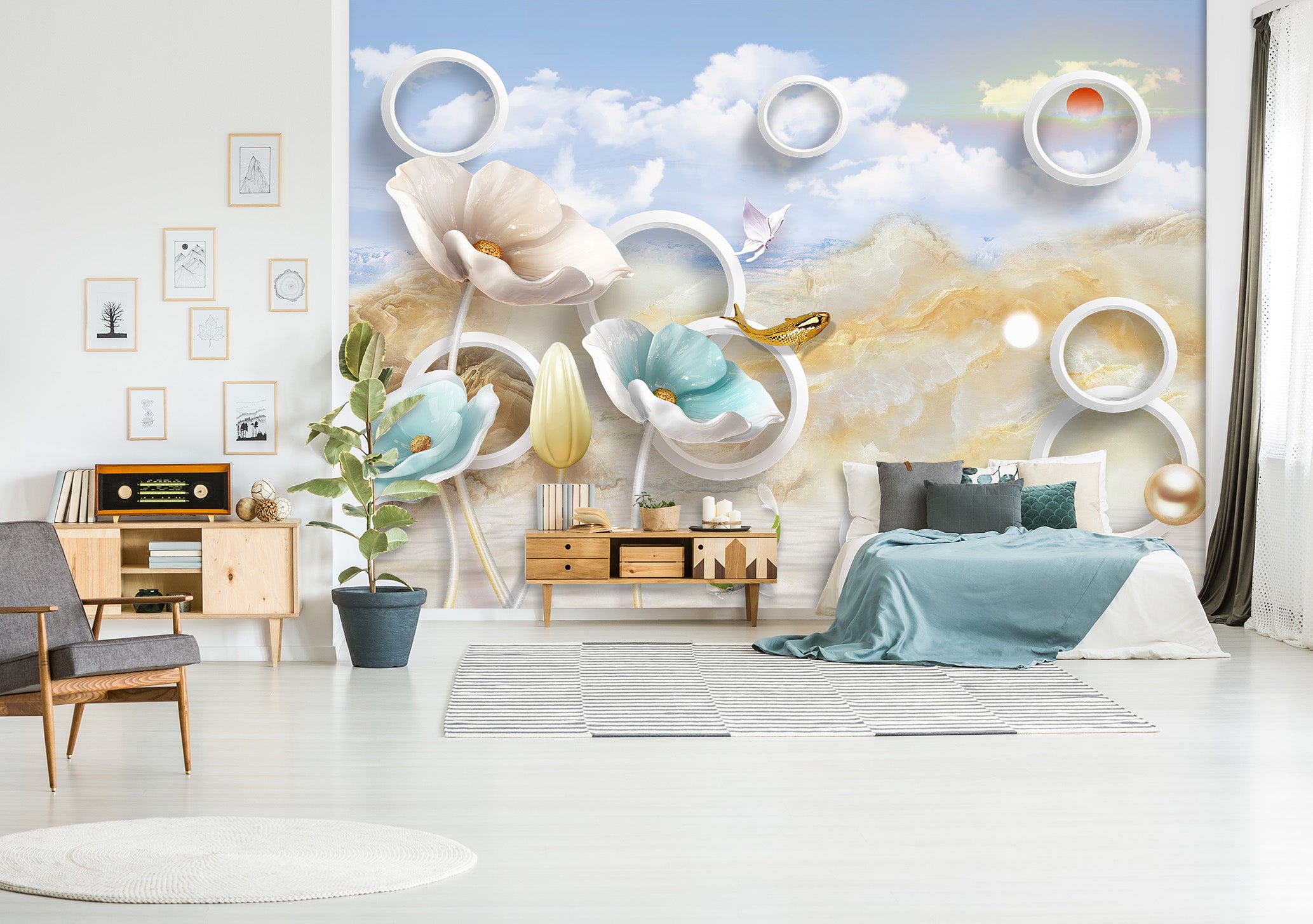 3D Beautiful Lotus 2072 Wall Murals