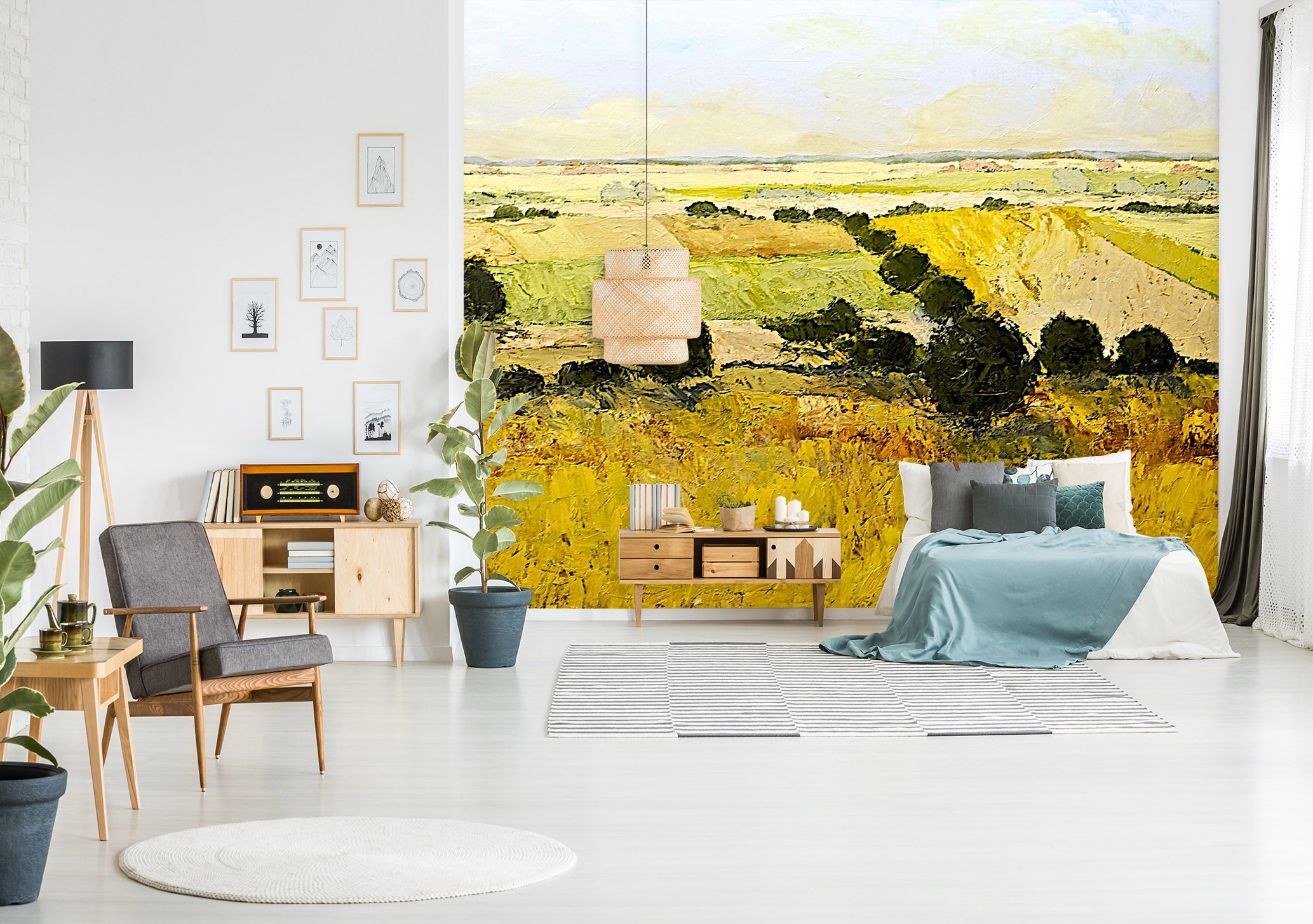 3D Yellow Field 117 Allan P. Friedlander Wall Mural Wall Murals