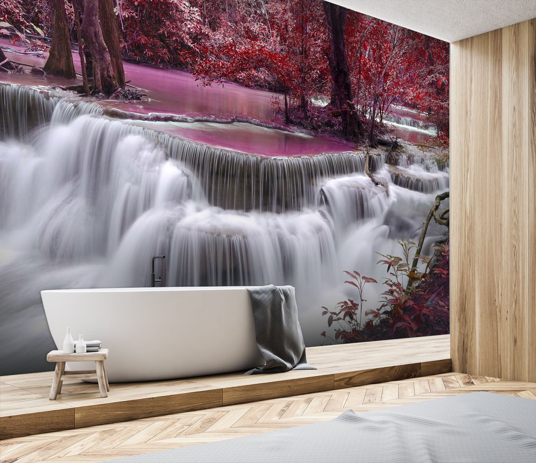 3D Waterfall Red 095 Wall Murals Wallpaper AJ Wallpaper 2 