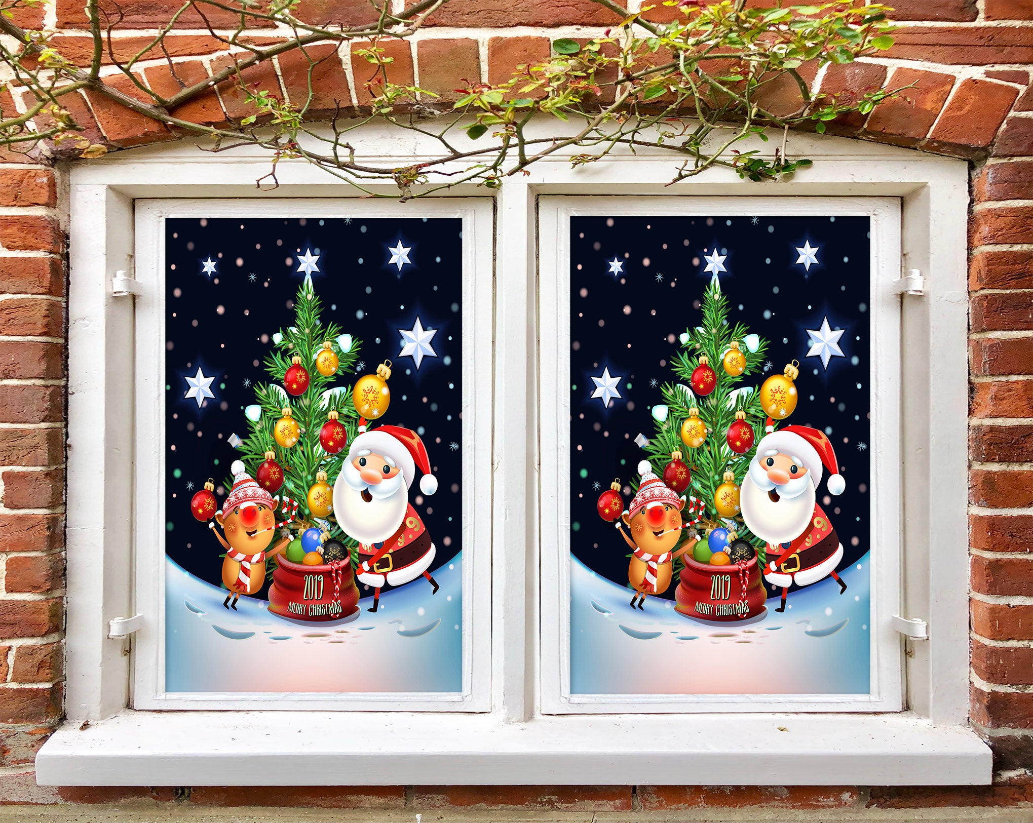 3D Santa Claus 43134 Christmas Window Film Print Sticker Cling Stained Glass Xmas