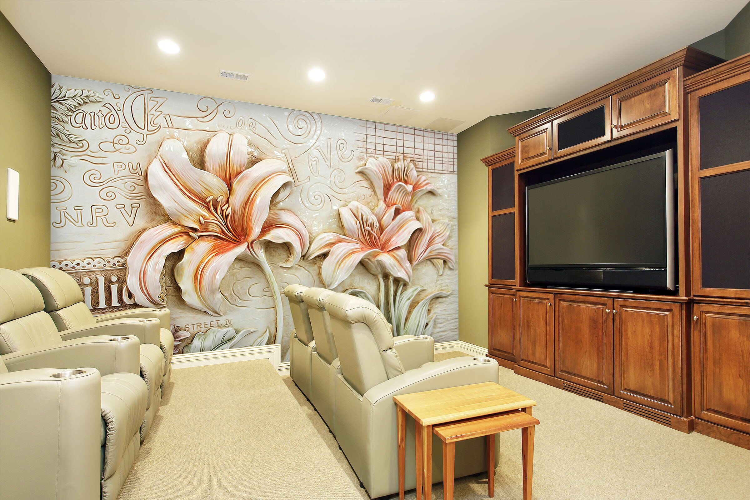 3D Embossed Lily 135 Wall Murals Wallpaper AJ Wallpaper 2 