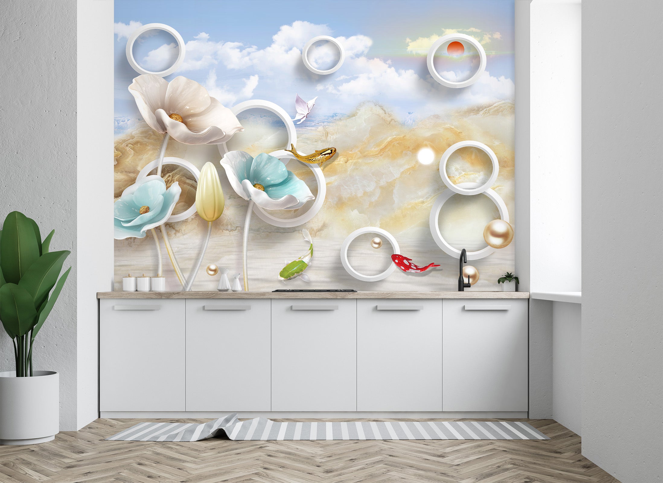 3D Beautiful Lotus 2072 Wall Murals