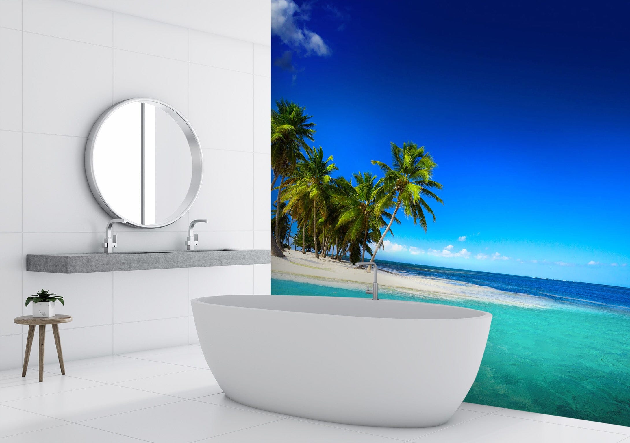 3D Sea Coconut Tree 088 Wall Murals Wallpaper AJ Wallpaper 2 