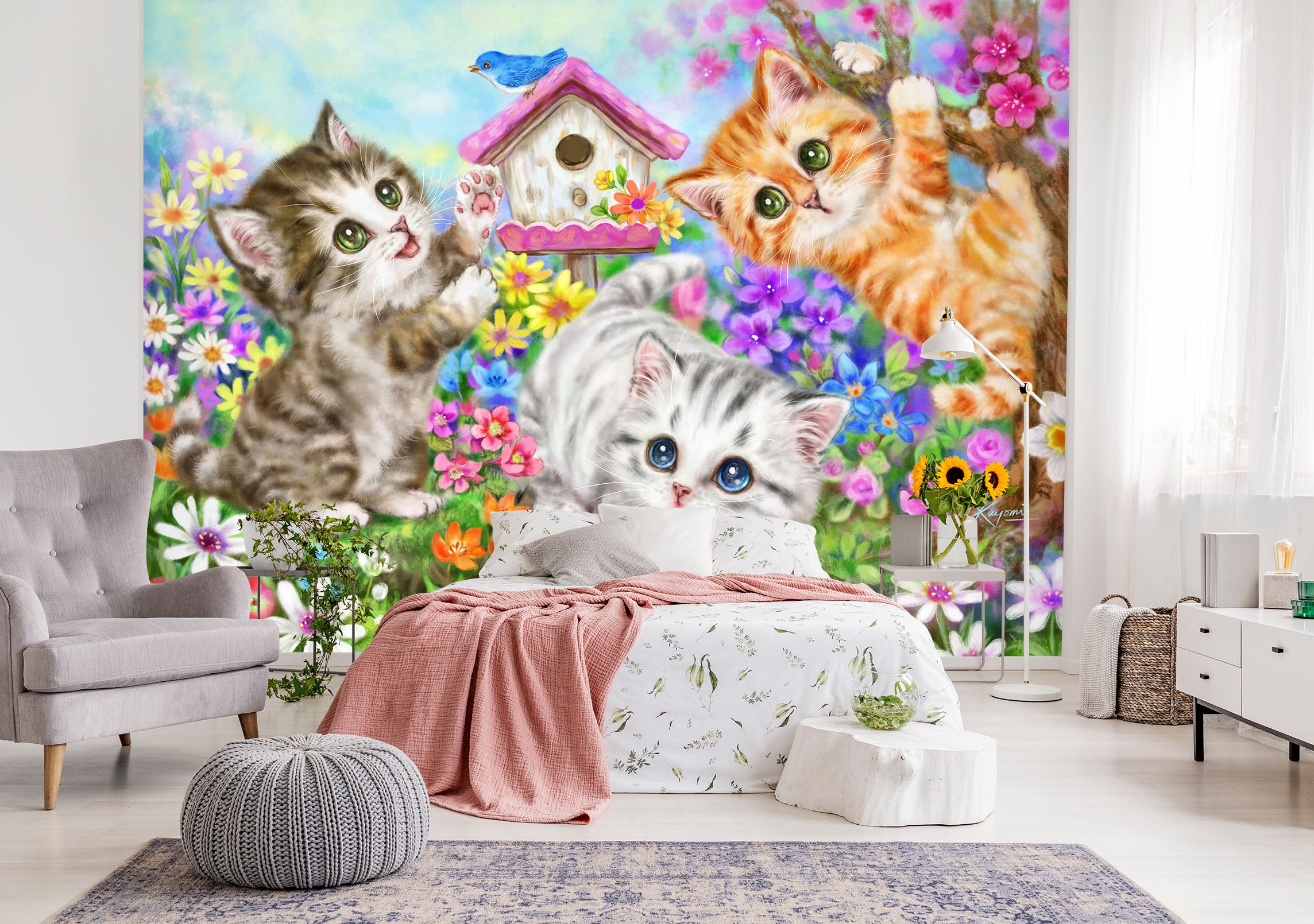 3D Garden Cat 5411 Kayomi Harai Wall Mural Wall Murals