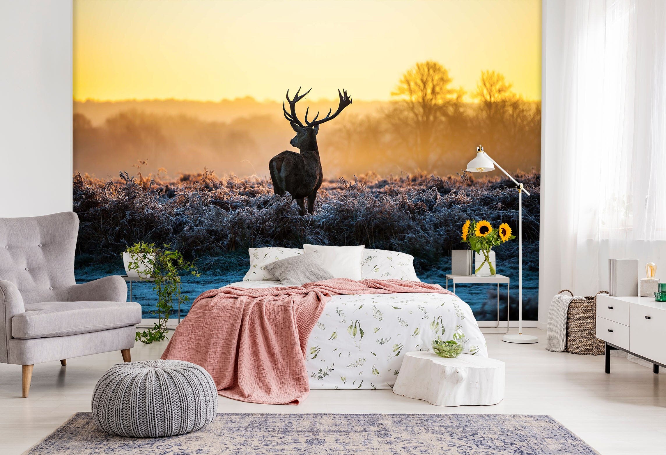 3D Elk Dusk Grassland 057 Wall Murals Wallpaper AJ Wallpaper 2 