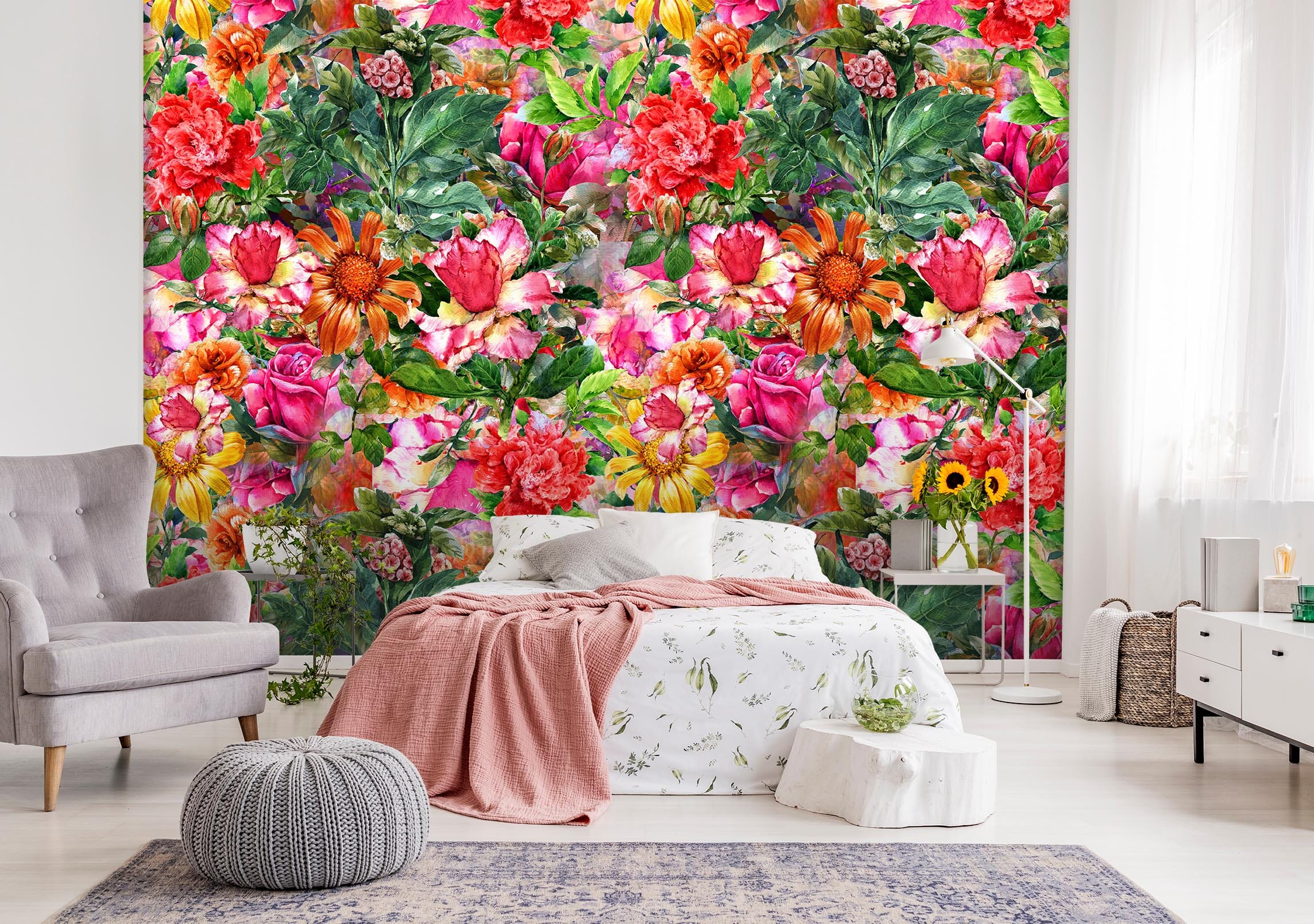 3D Red Sunflower 46 Wall Murals Wallpaper AJ Wallpaper 2 