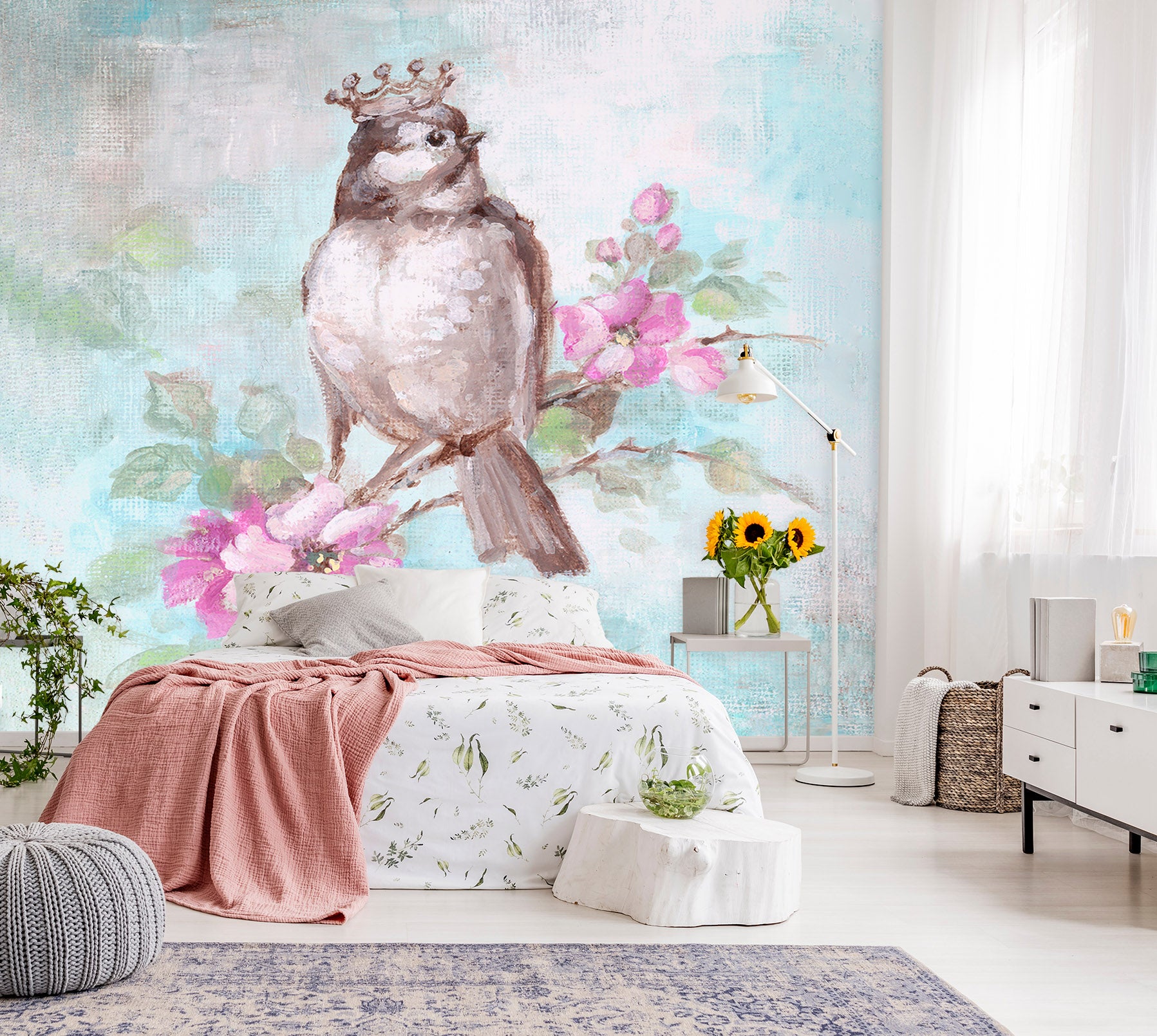 3D Crown Bird Flower 3165 Debi Coules Wall Mural Wall Murals