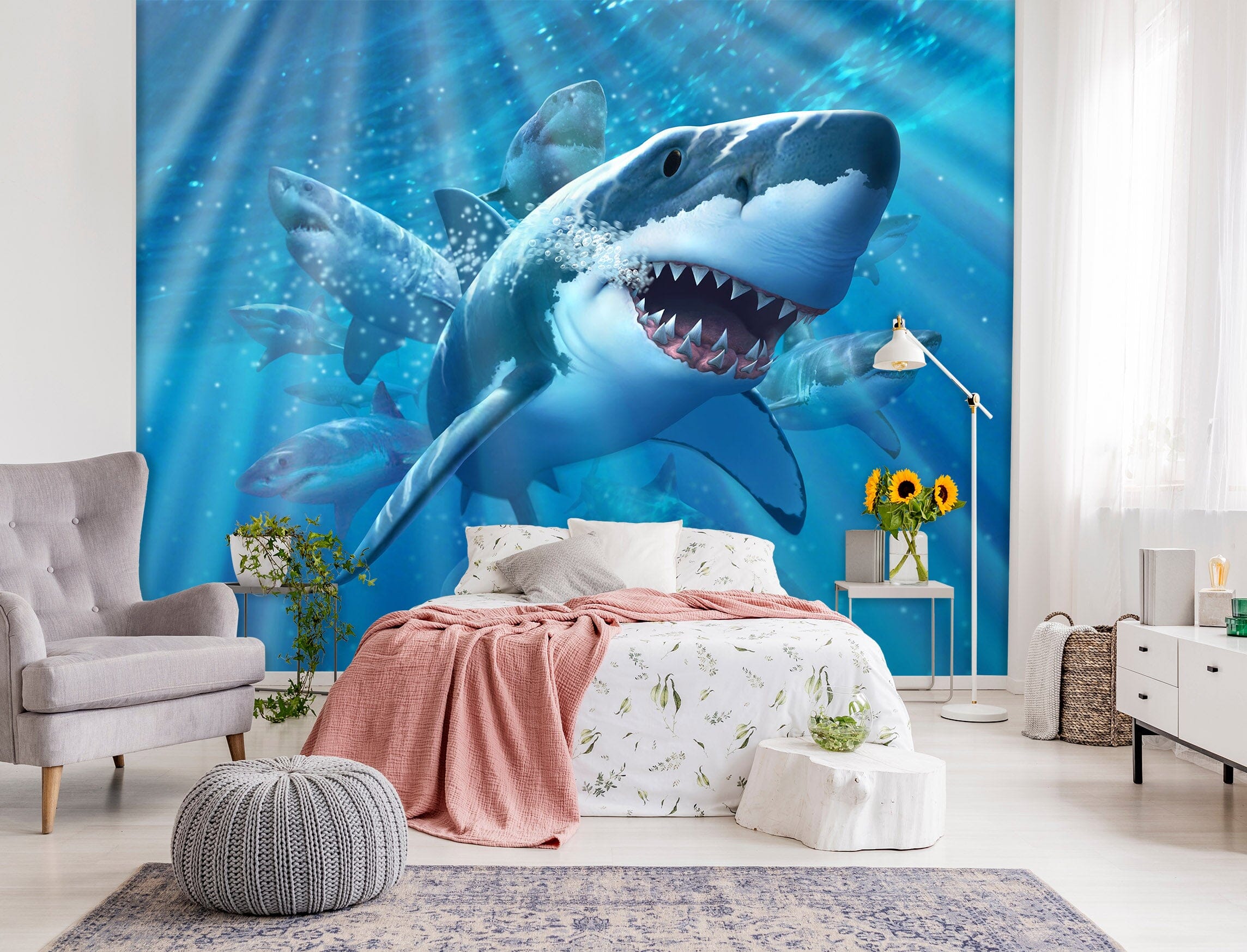 3D Great White Shark 109 Jerry LoFaro Wall Mural Wall Murals Wallpaper AJ Wallpaper 2 