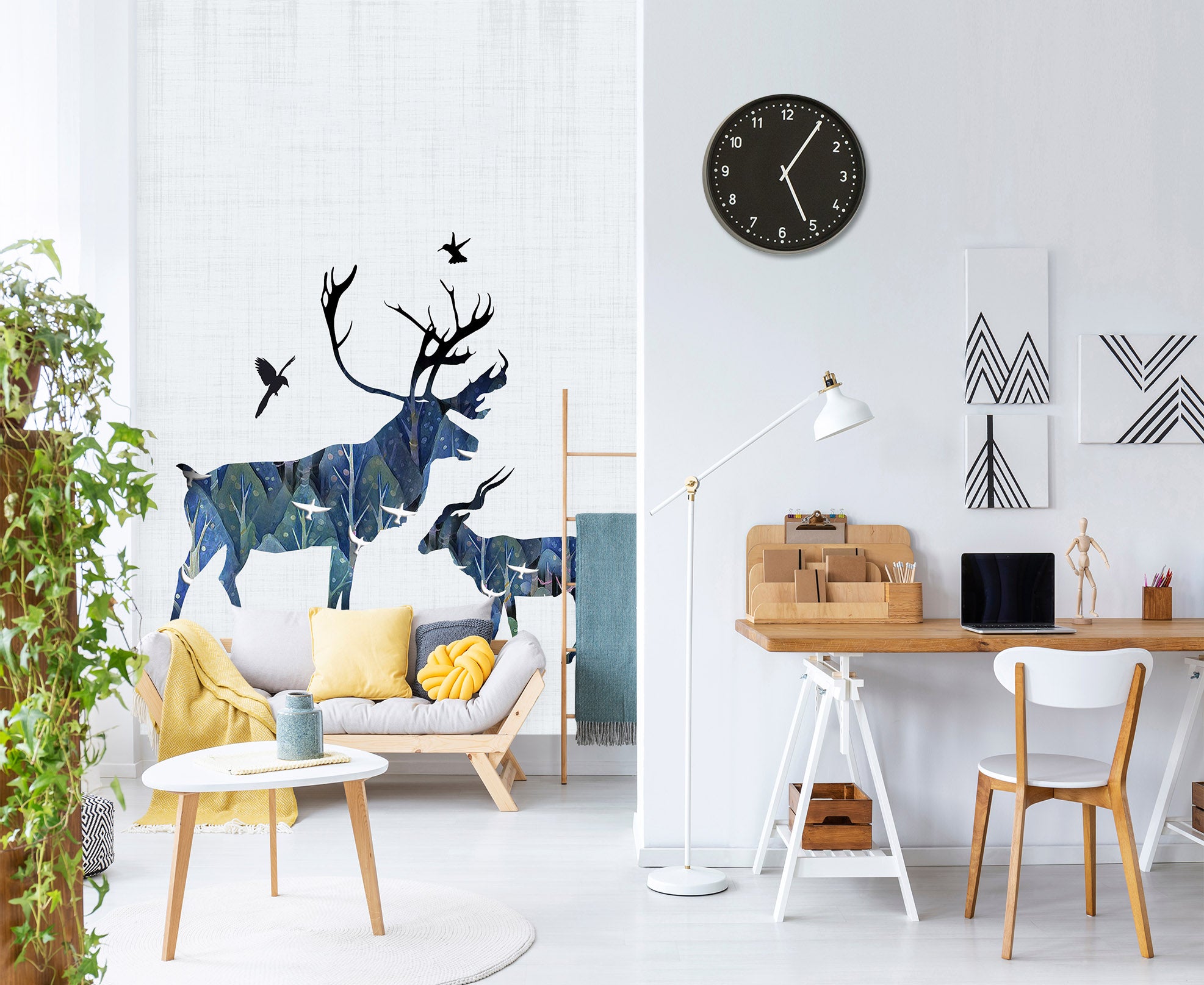 3D Fallow Deer Family 057 Wall Murals