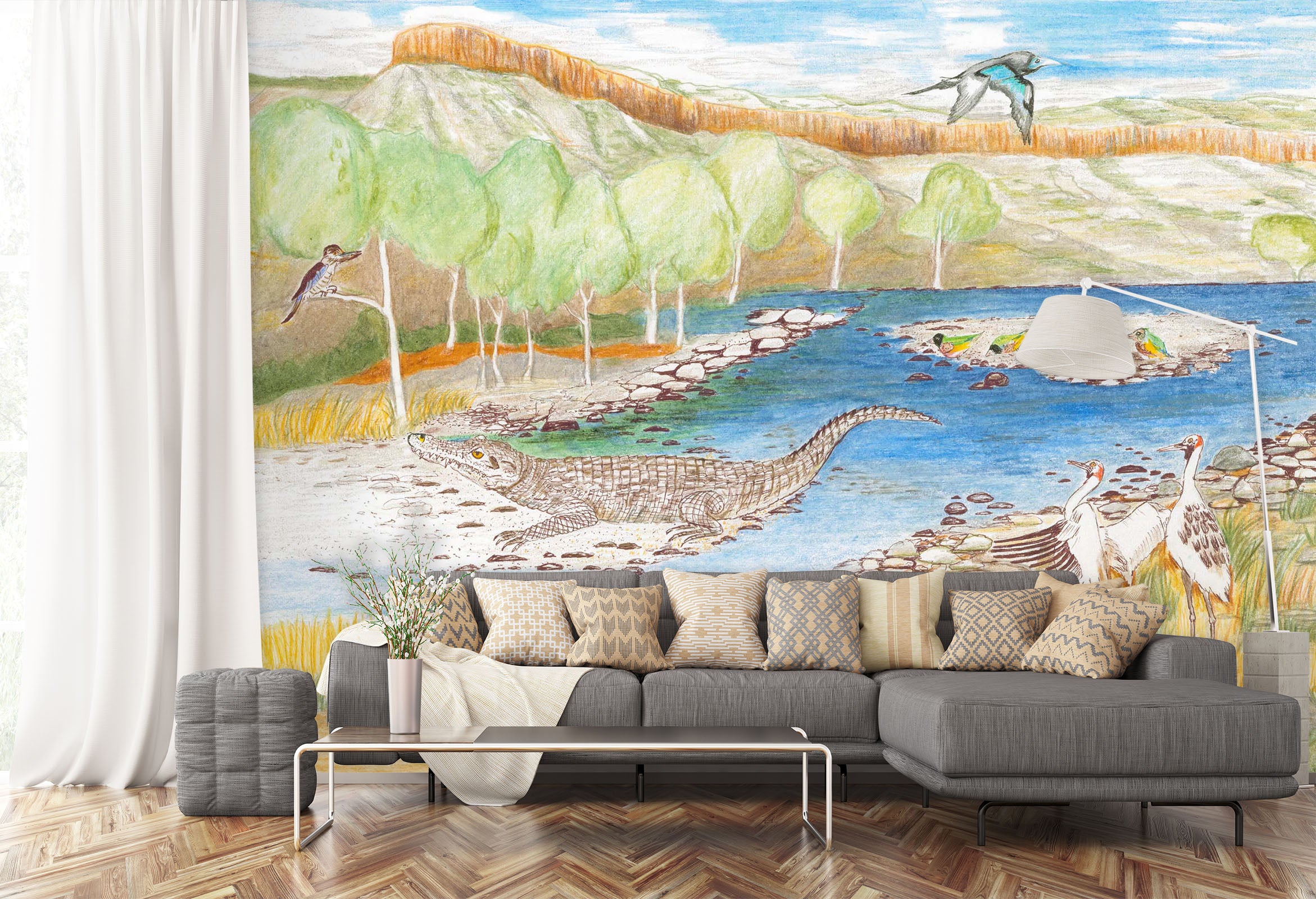 3D Alpine Beach 1412 Michael Sewell Wall Mural Wall Murals