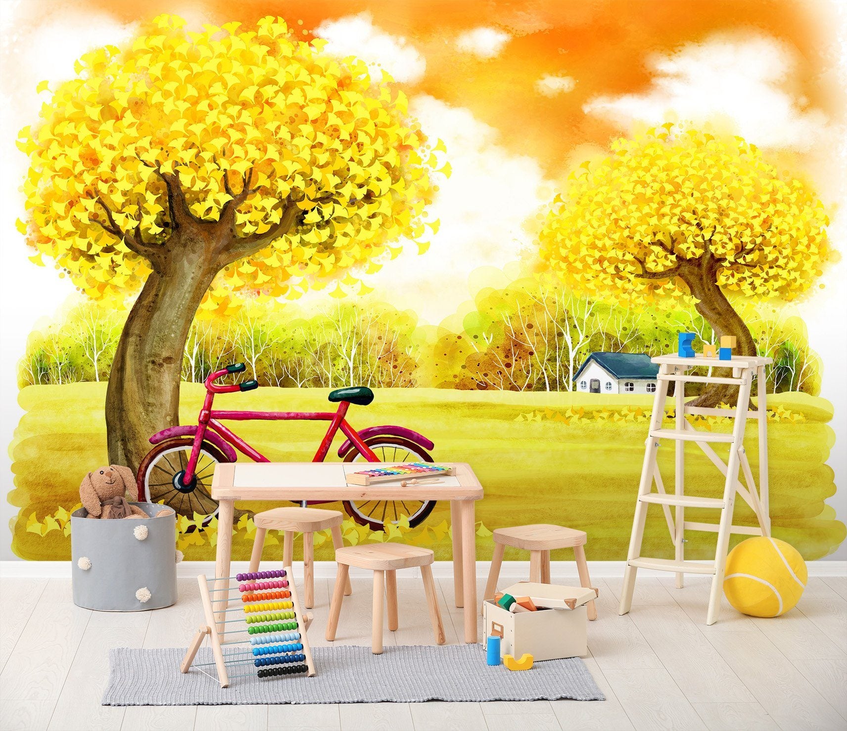 3D Cartoon autumn outdoor playground Wall Murals Wallpaper AJ Wallpaper 2 