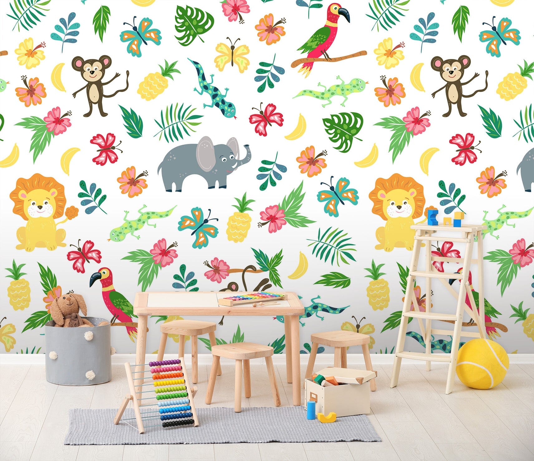 3D Elephant Monkey 189 Wall Murals