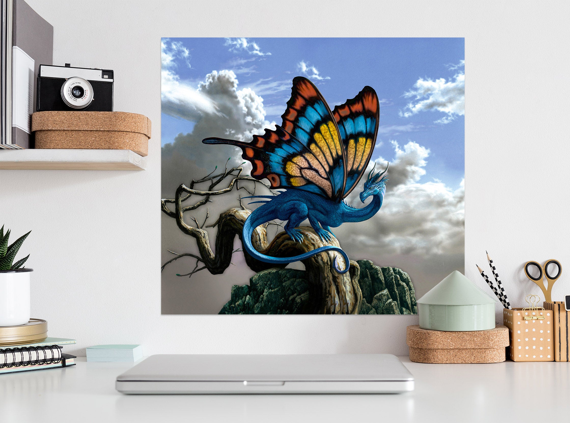 3D Clouds Butterfly Wings Dragon 8072 Ciruelo Wall Sticker