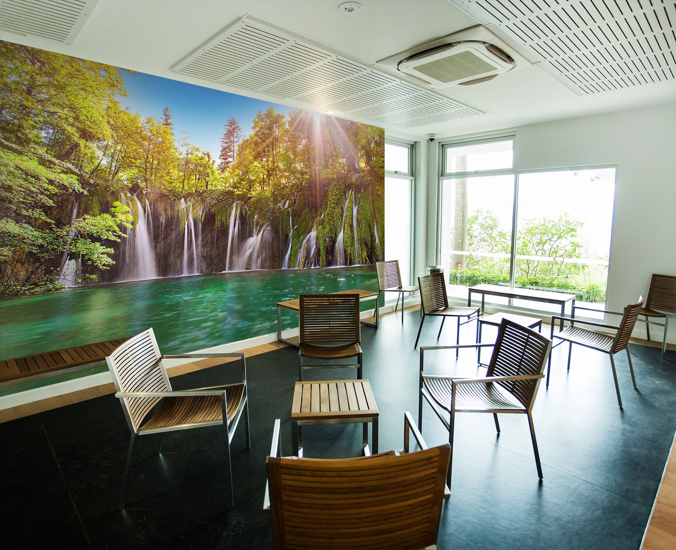 3D Sunshine Falls Lake 236 Wall Murals