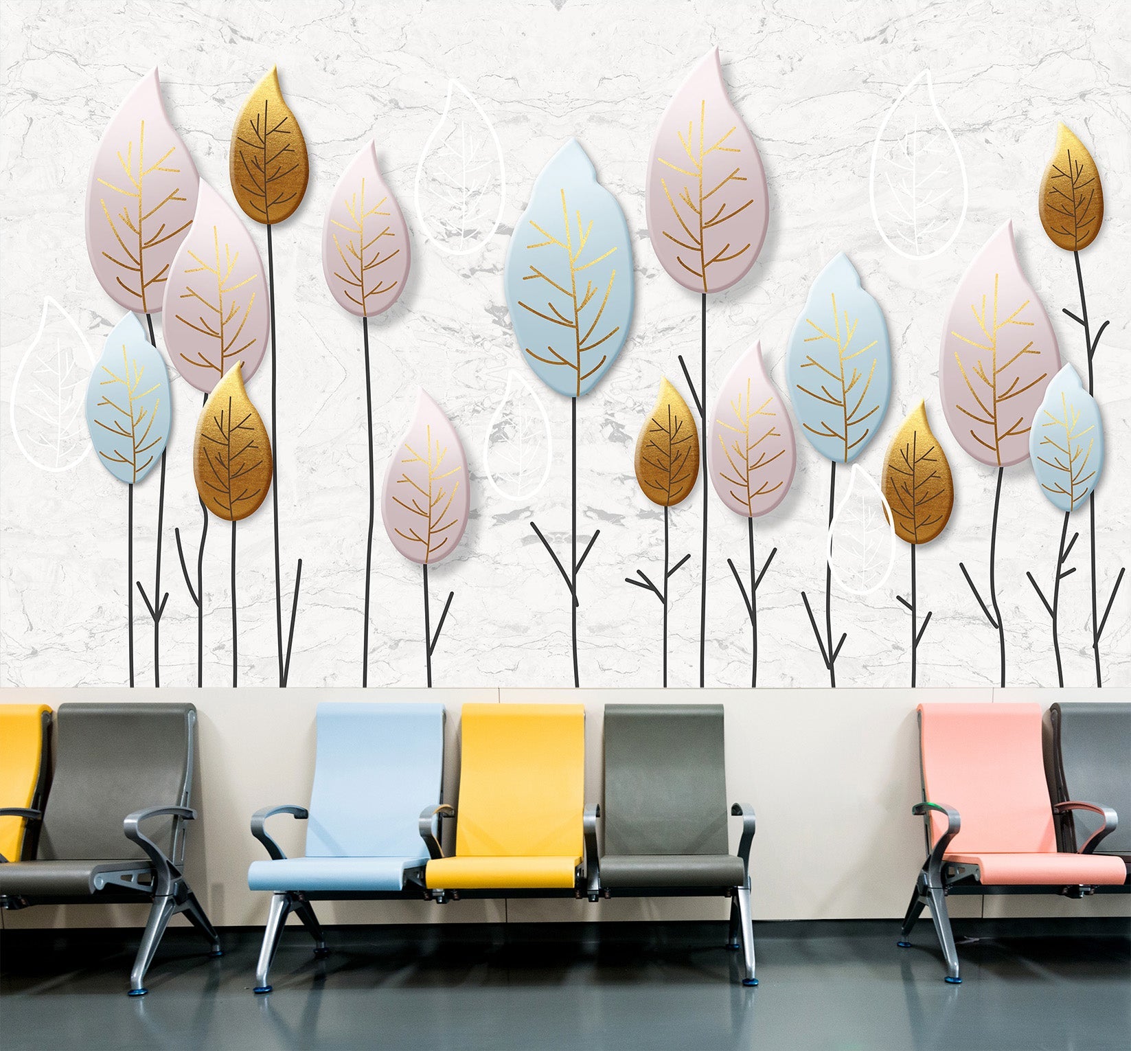 3D Colored Leaves 026 Wall Murals Wallpaper AJ Wallpaper 2 