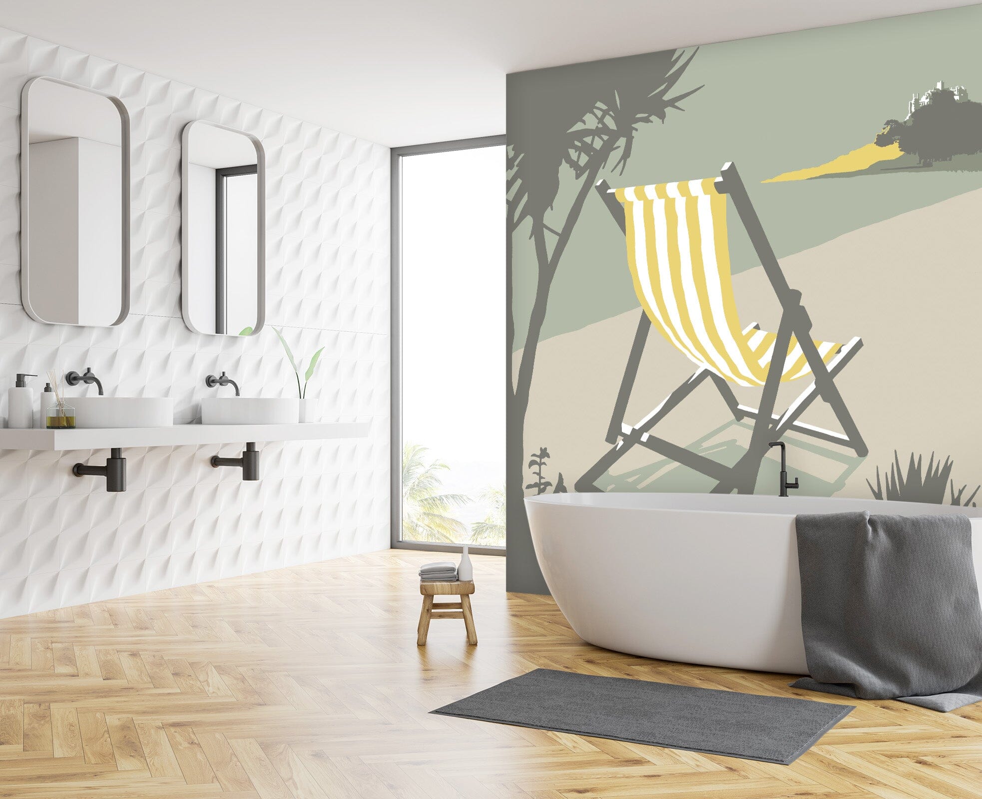 3D Marazion Deckchair 1026 Steve Read Wall Mural Wall Murals Wallpaper AJ Wallpaper 2 