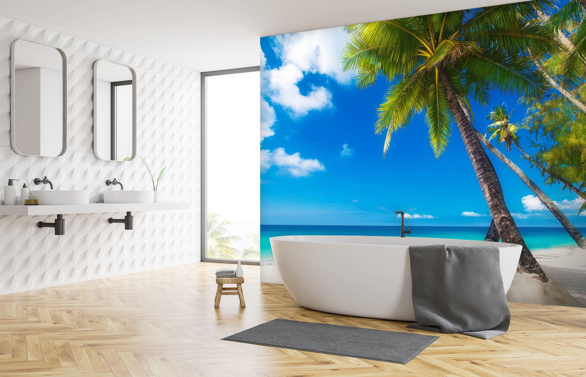 3D Beach Tree 009 Wall Murals Wallpaper AJ Wallpaper 2 