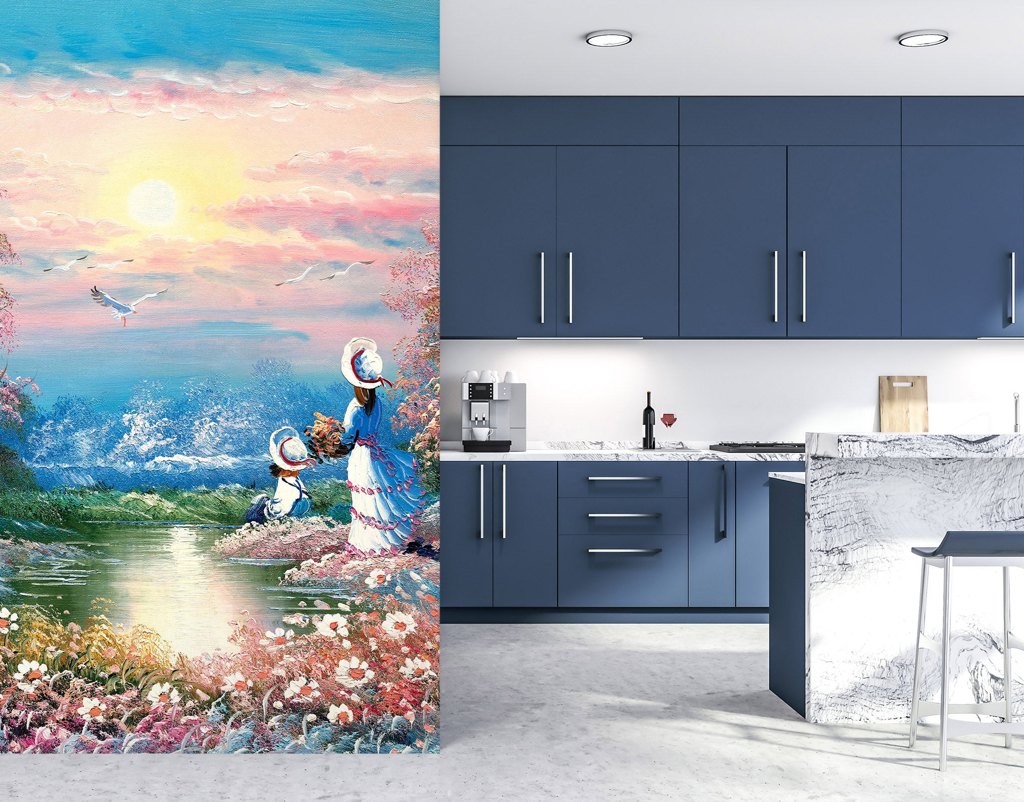 3D Flower River 1874 Wall Murals