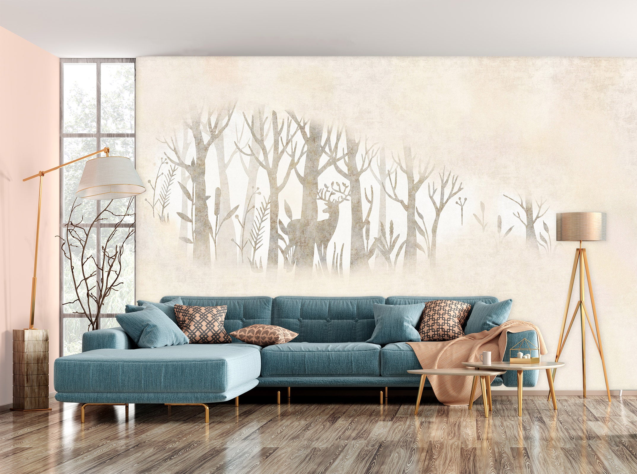 3D Forest Deer 1546 Wall Murals