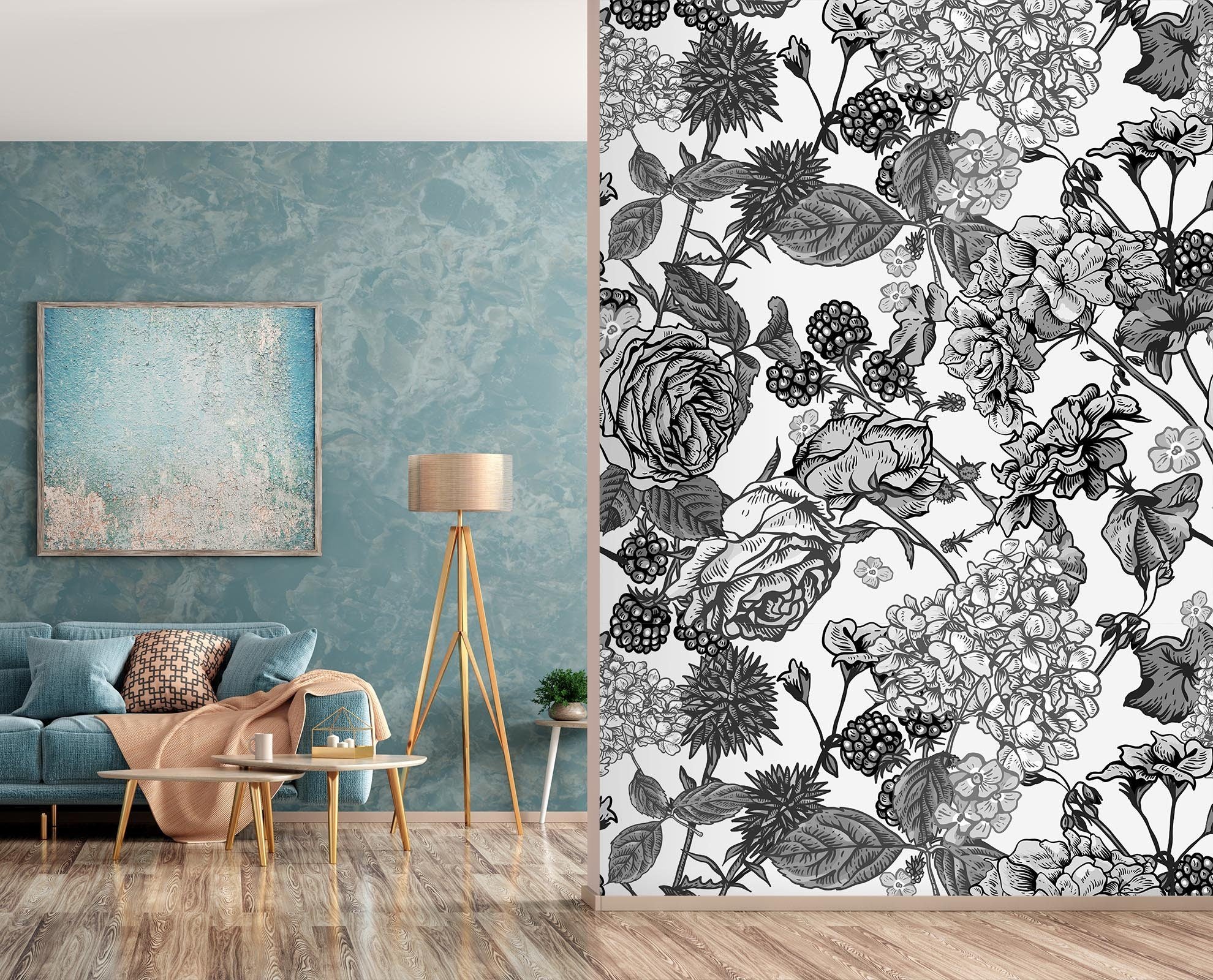 3D Black Peony Flower 11 Wall Murals Wallpaper AJ Wallpaper 2 