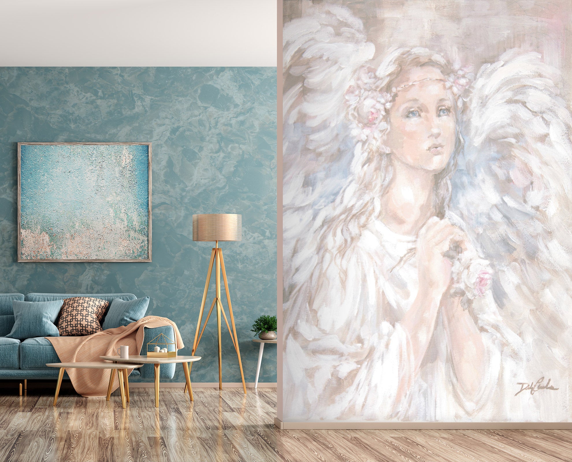 3D Girl White Wings 4020 Debi Coules Wall Mural Wall Murals