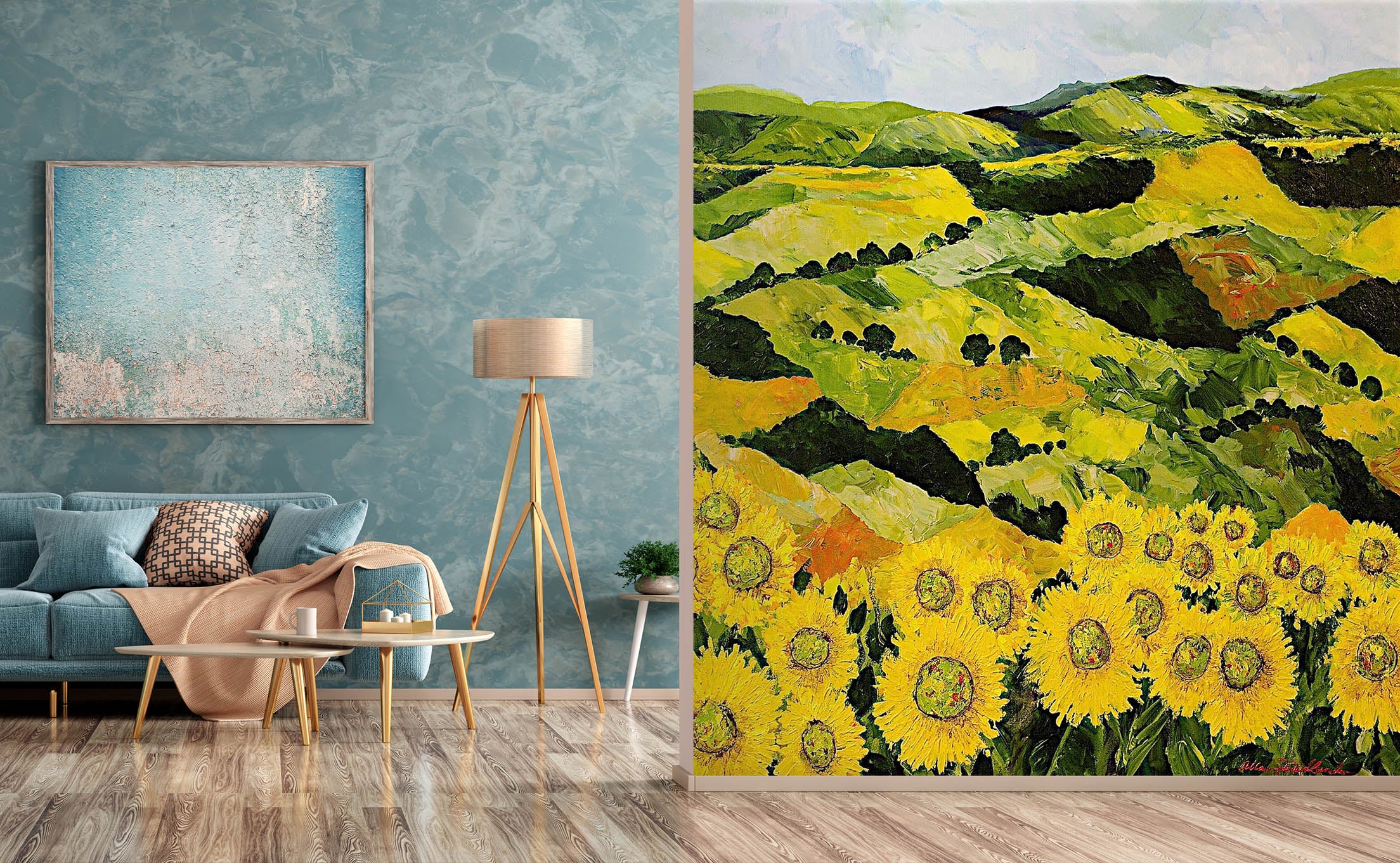 3D Sunflowers 180 Allan P. Friedlander Wall Mural Wall Murals