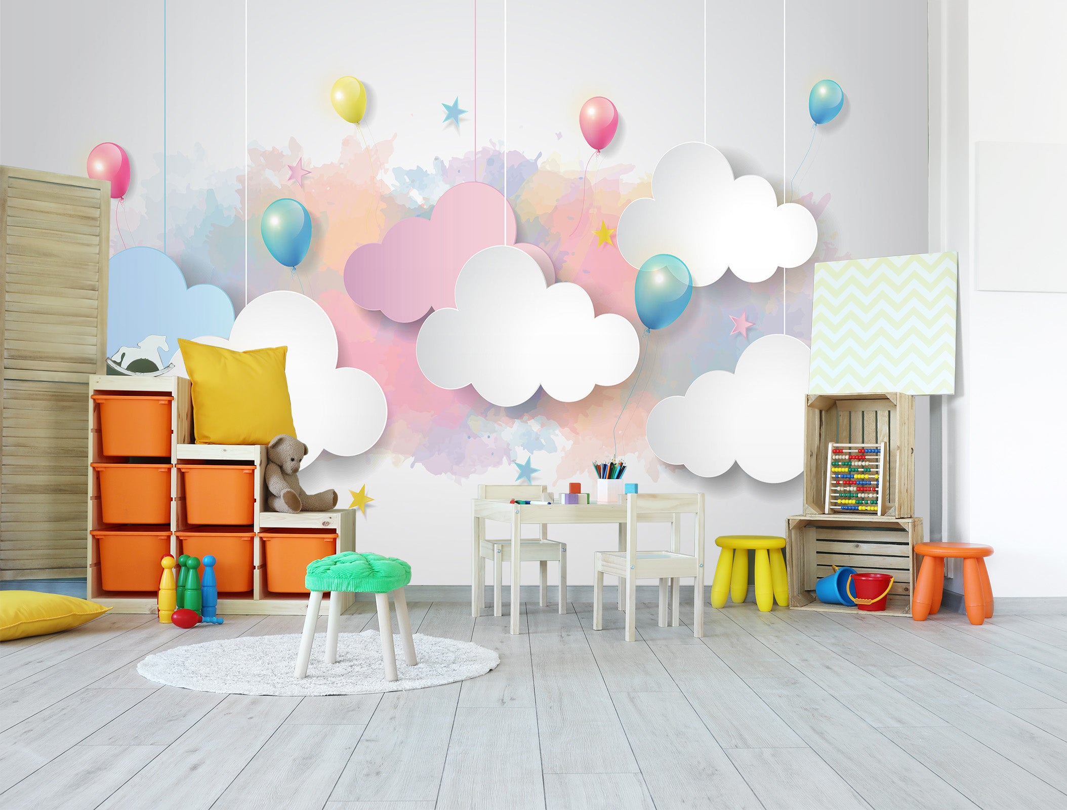 3D Colorful Cloud Balloon 040 Wall Murals Wallpaper AJ Wallpaper 2 