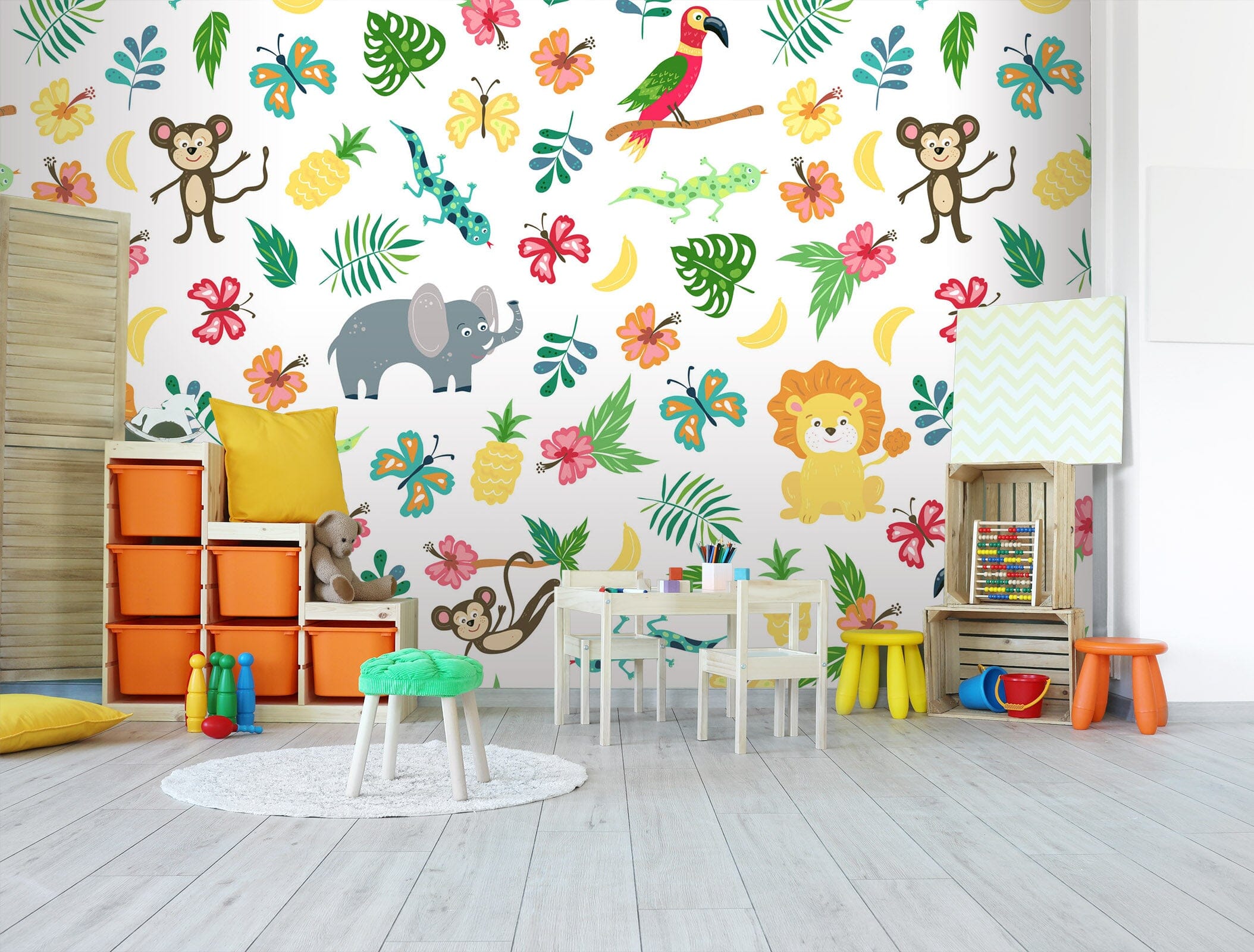 3D Elephant Monkey 189 Wall Murals