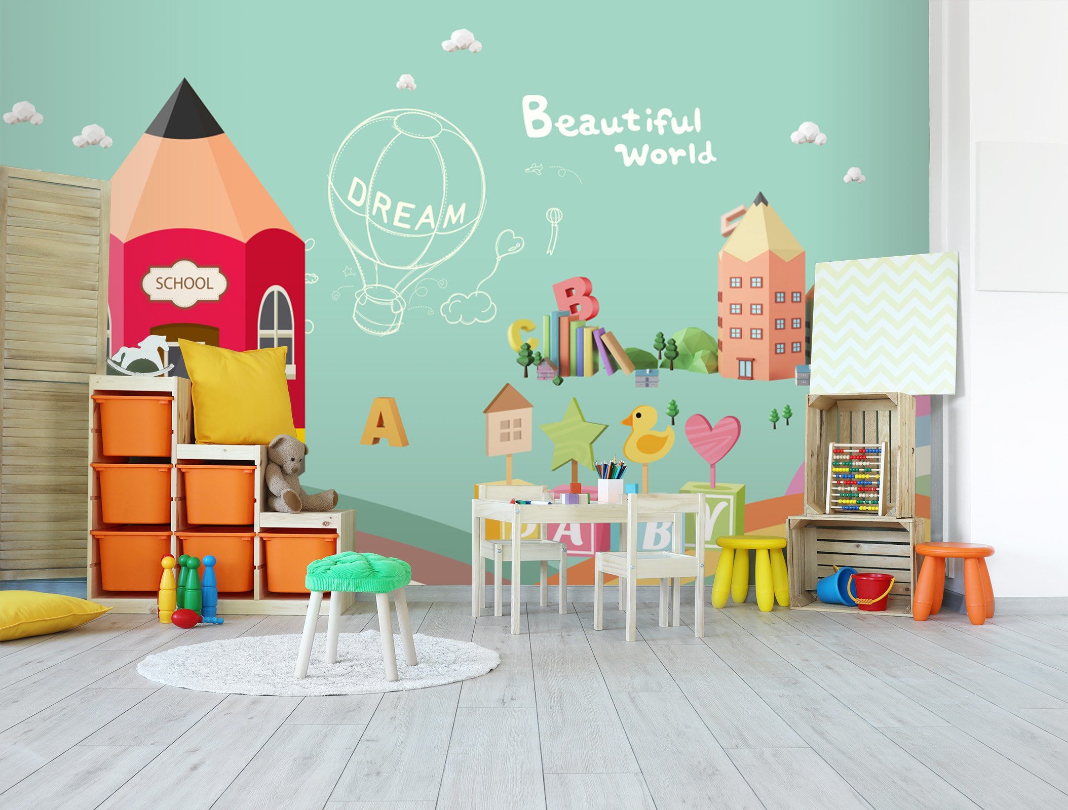 3D Cartoon Pencil House 034 Wall Murals Wallpaper AJ Wallpaper 2 