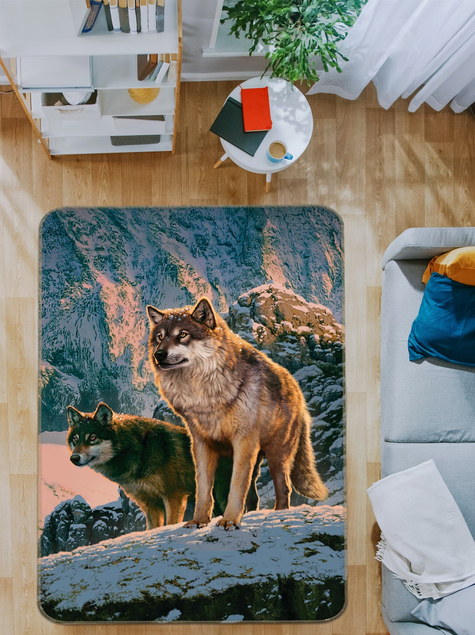 3D Wolf Couple 1088 Vincent Hie Rug Non Slip Rug Mat Mat AJ Creativity Home 