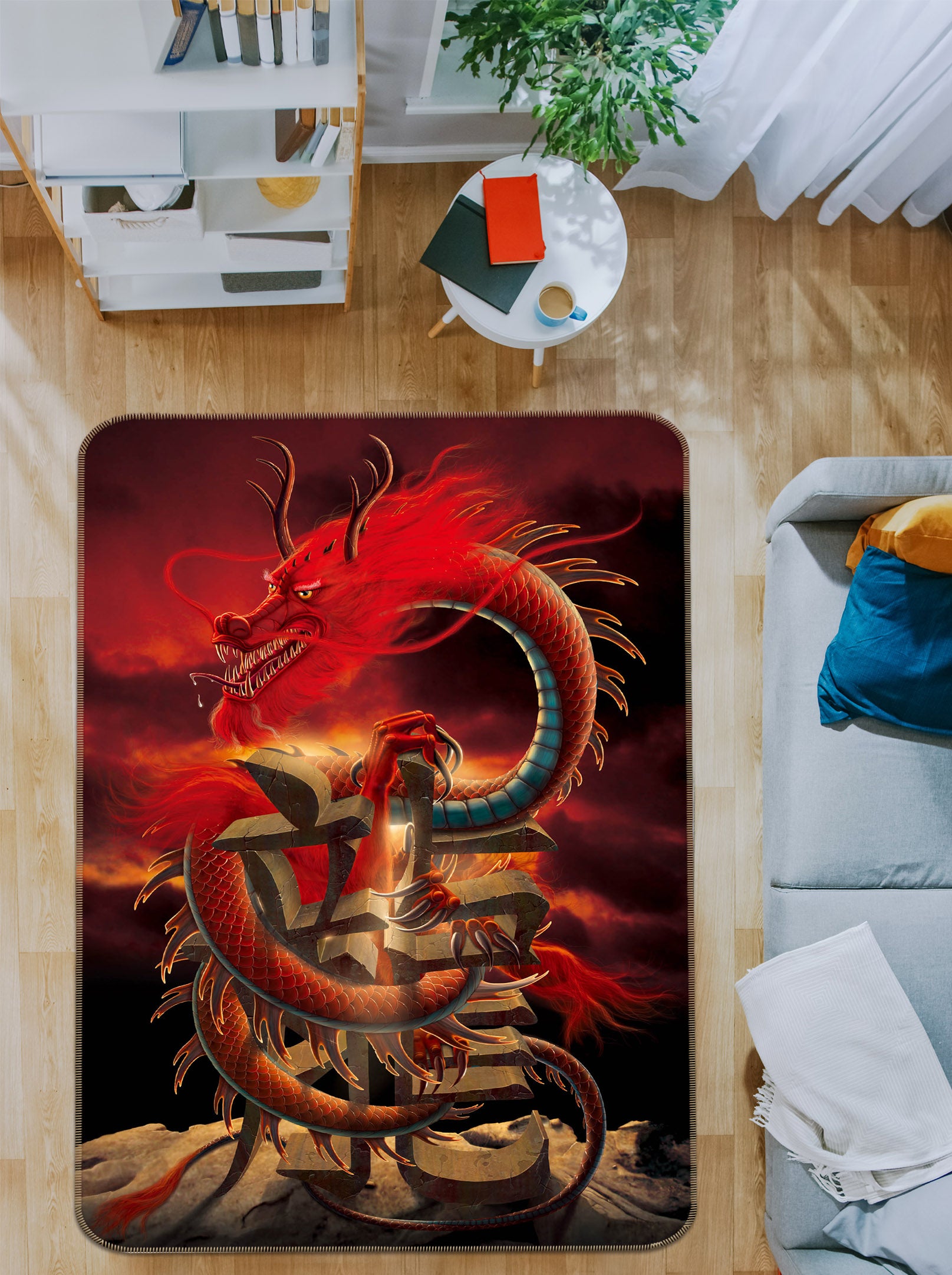 3D Red Dragon 84209 Vincent Hie Rug Non Slip Rug Mat