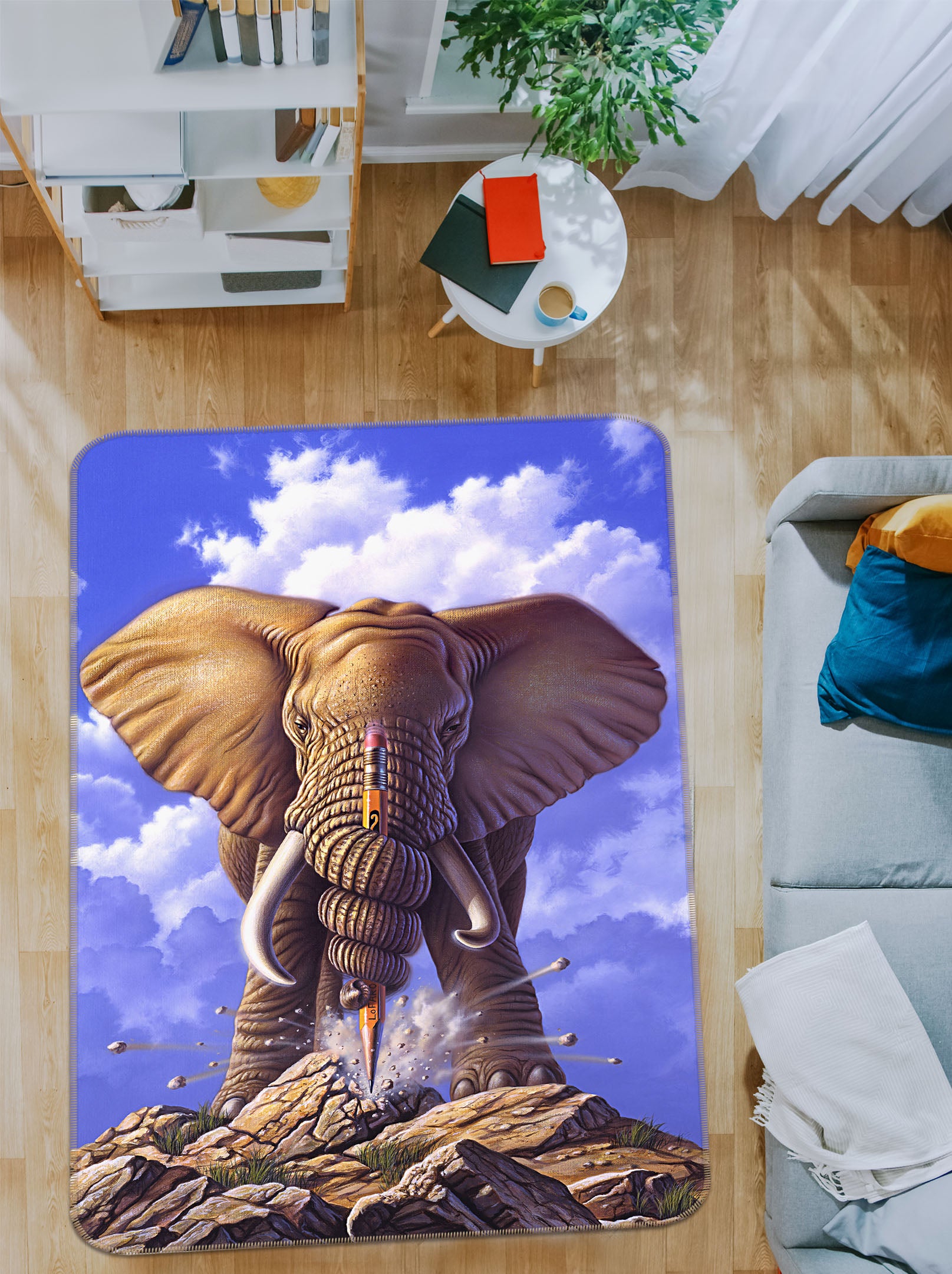 3D Elephant 83094 Jerry LoFaro Rug Non Slip Rug Mat