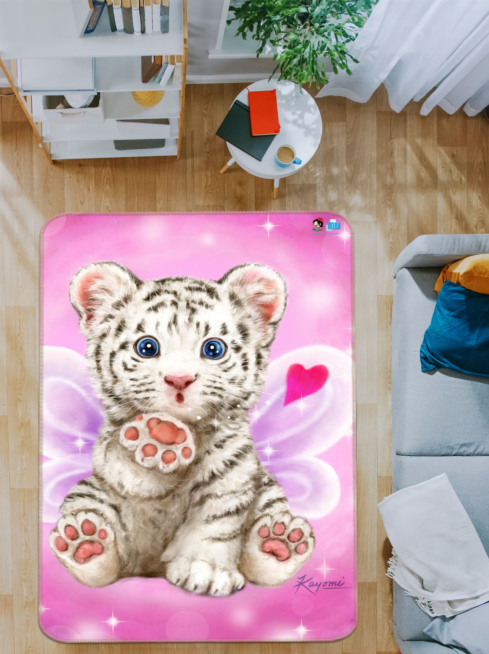 3D Love Wings Tiger 5695 Kayomi Harai Rug Non Slip Rug Mat