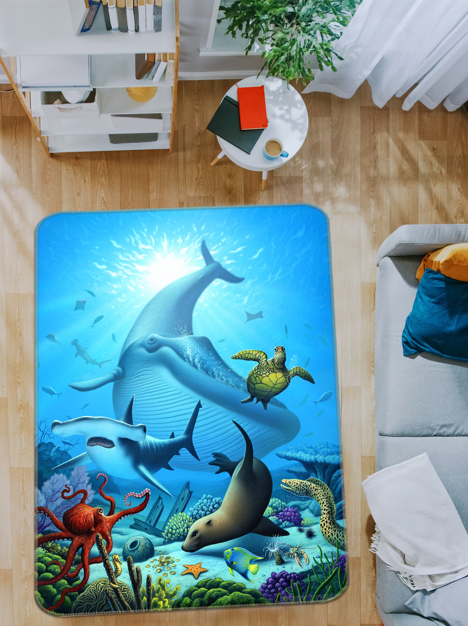 3D Seabed Fish Dolphin 83103 Jerry LoFaro Rug Non Slip Rug Mat