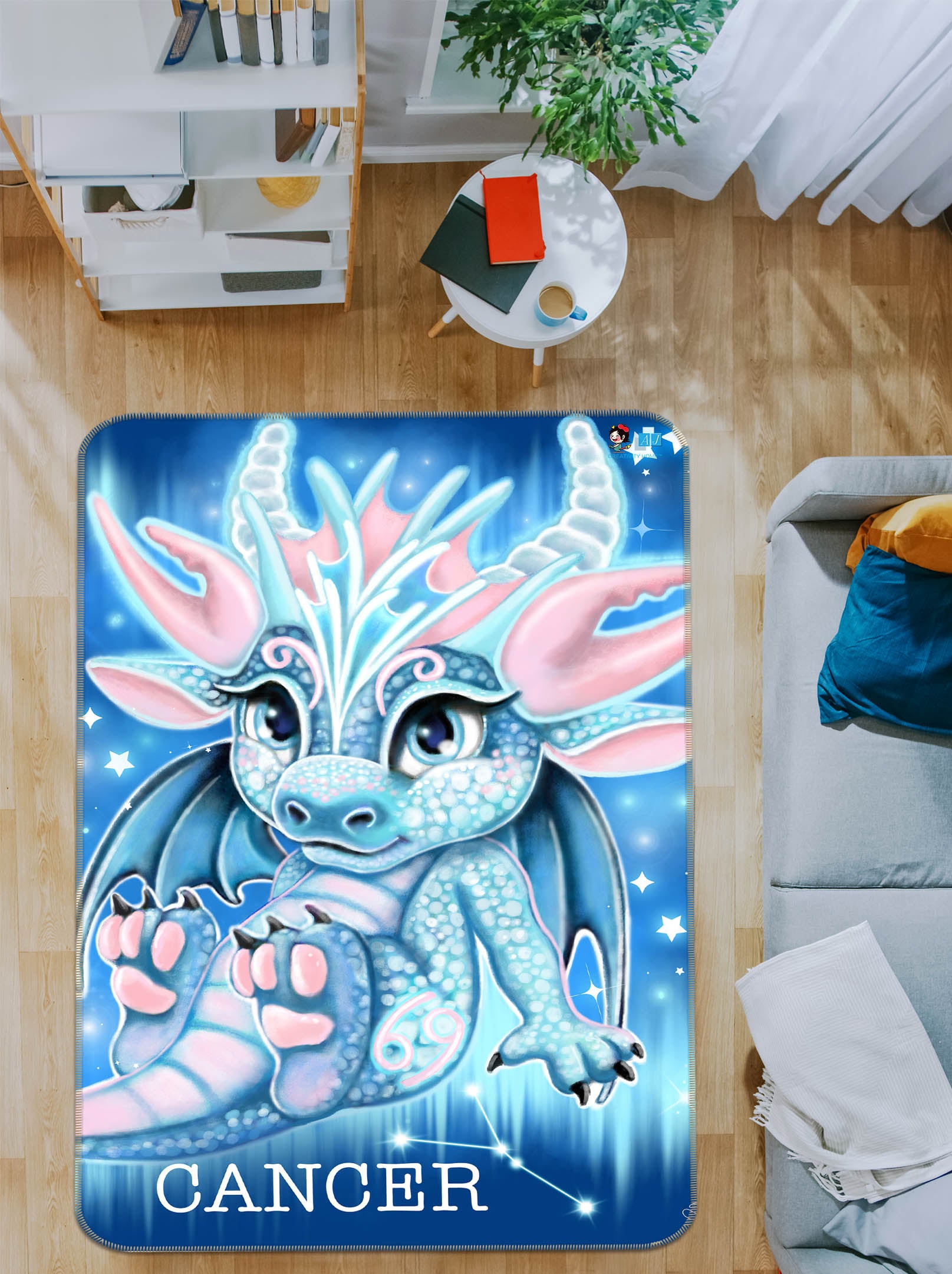 3D Blue Dragon Cancer 8529 Sheena Pike Rug Non Slip Rug Mat