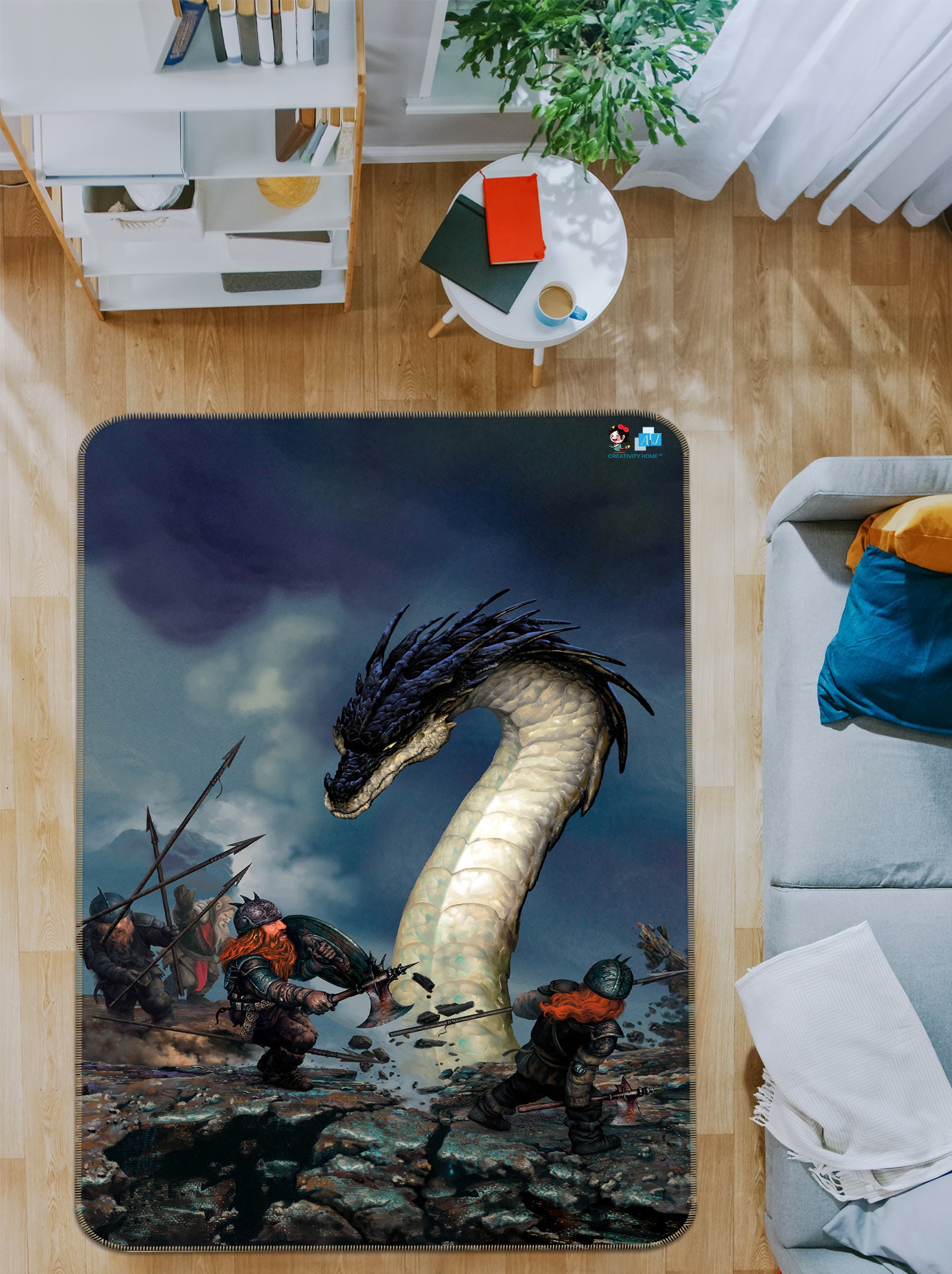 3D Dragon Soldier 6021 Ciruelo Rug Non Slip Rug Mat