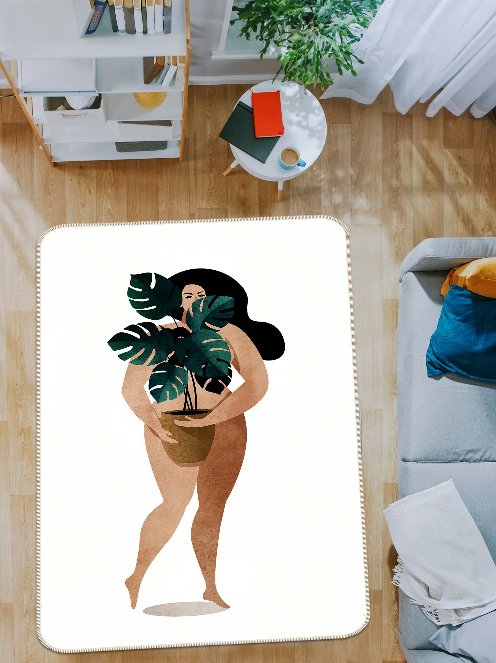 3D Nude With Plant 1092 Boris Draschoff Rug Non Slip Rug Mat