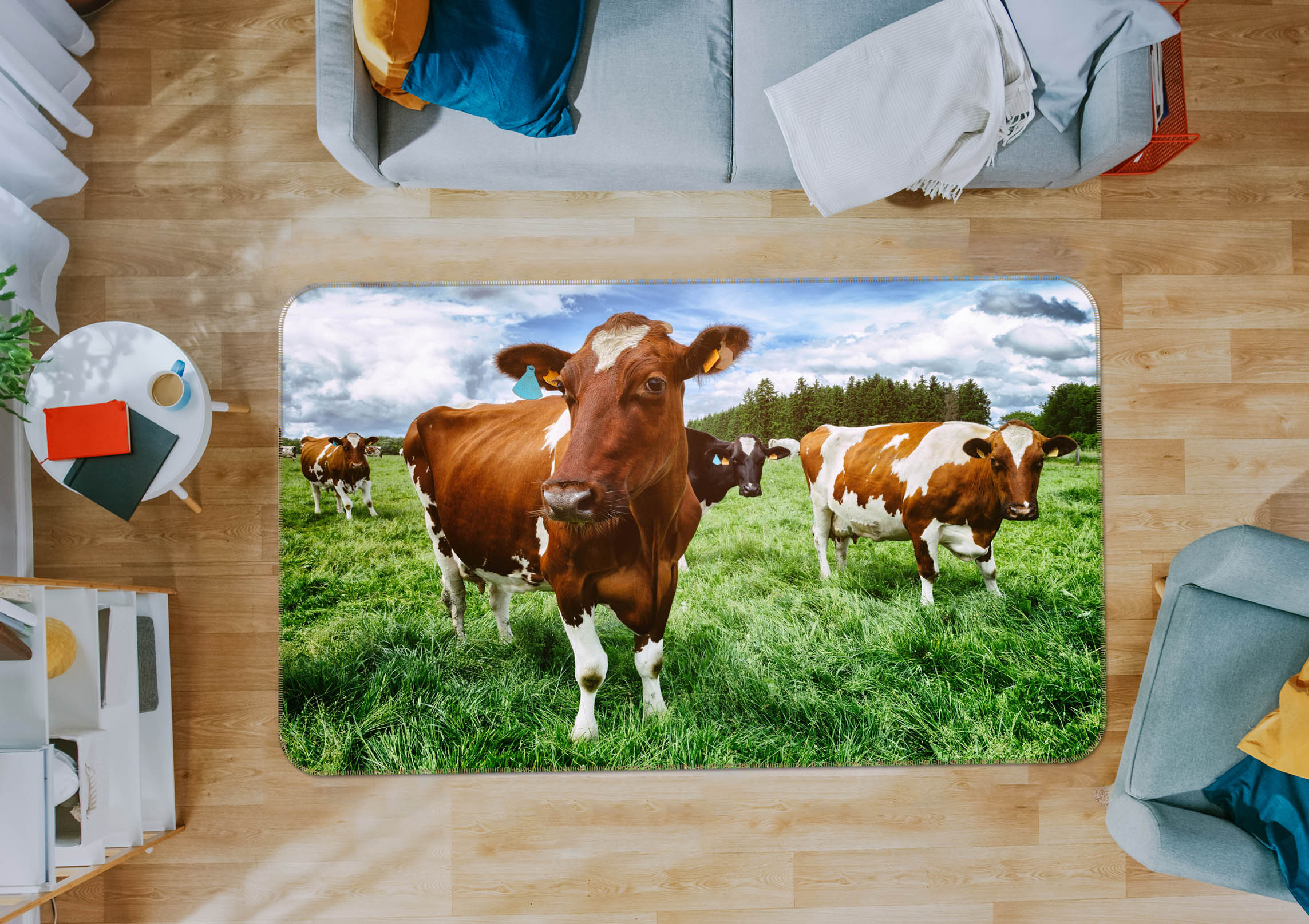 3D Grass Cattle 68199 Animal Non Slip Rug Mat