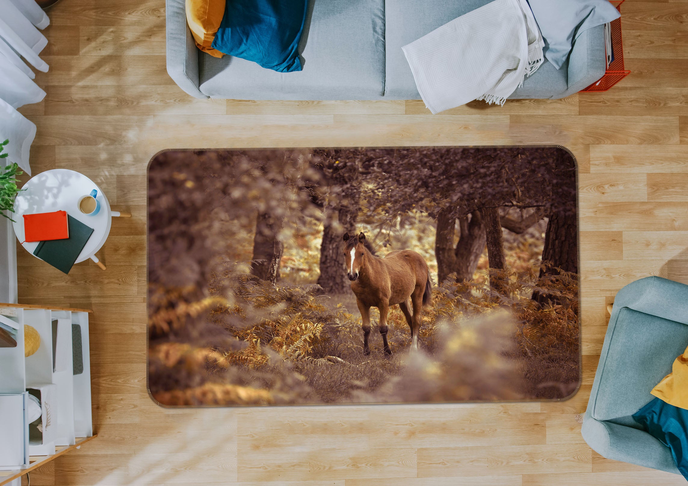 3D Forest Horse 3006 Assaf Frank Rug Non Slip Rug Mat