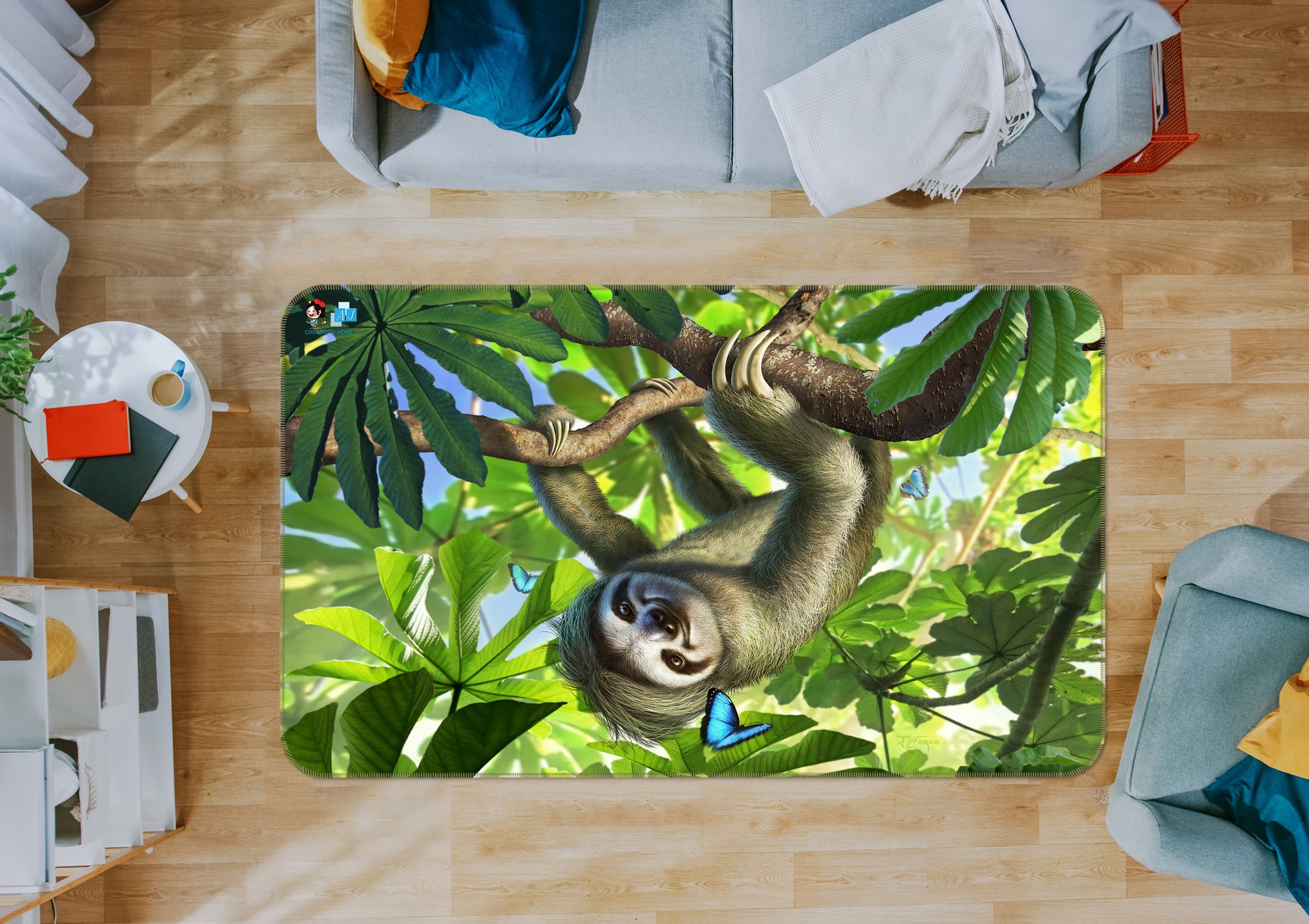 3D Sloth 85079 Jerry LoFaro Rug Non Slip Rug Mat