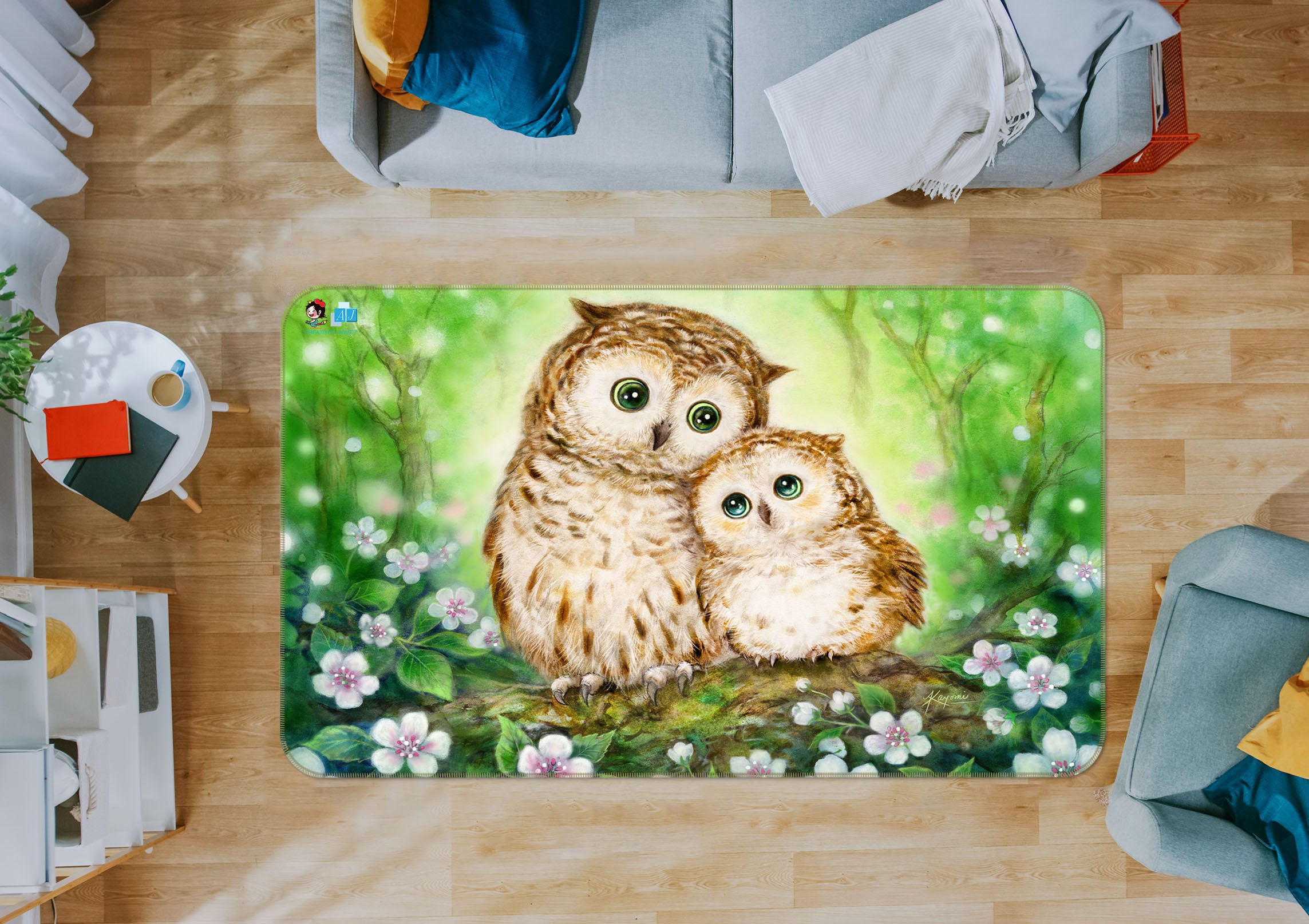 3D Baby Owl 5736 Kayomi Harai Rug Non Slip Rug Mat