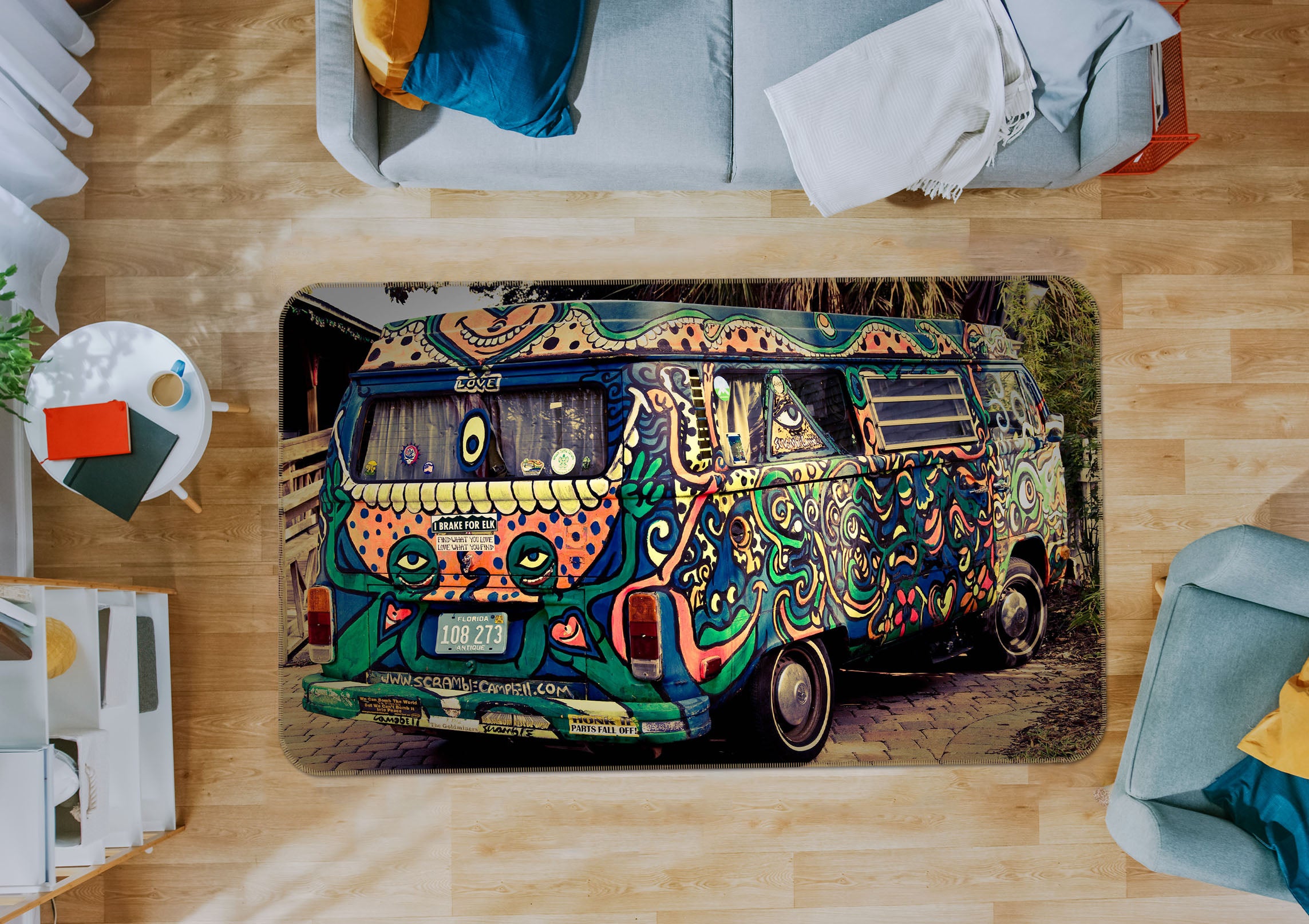 3D Color Bus 68040 Vehicle Non Slip Rug Mat