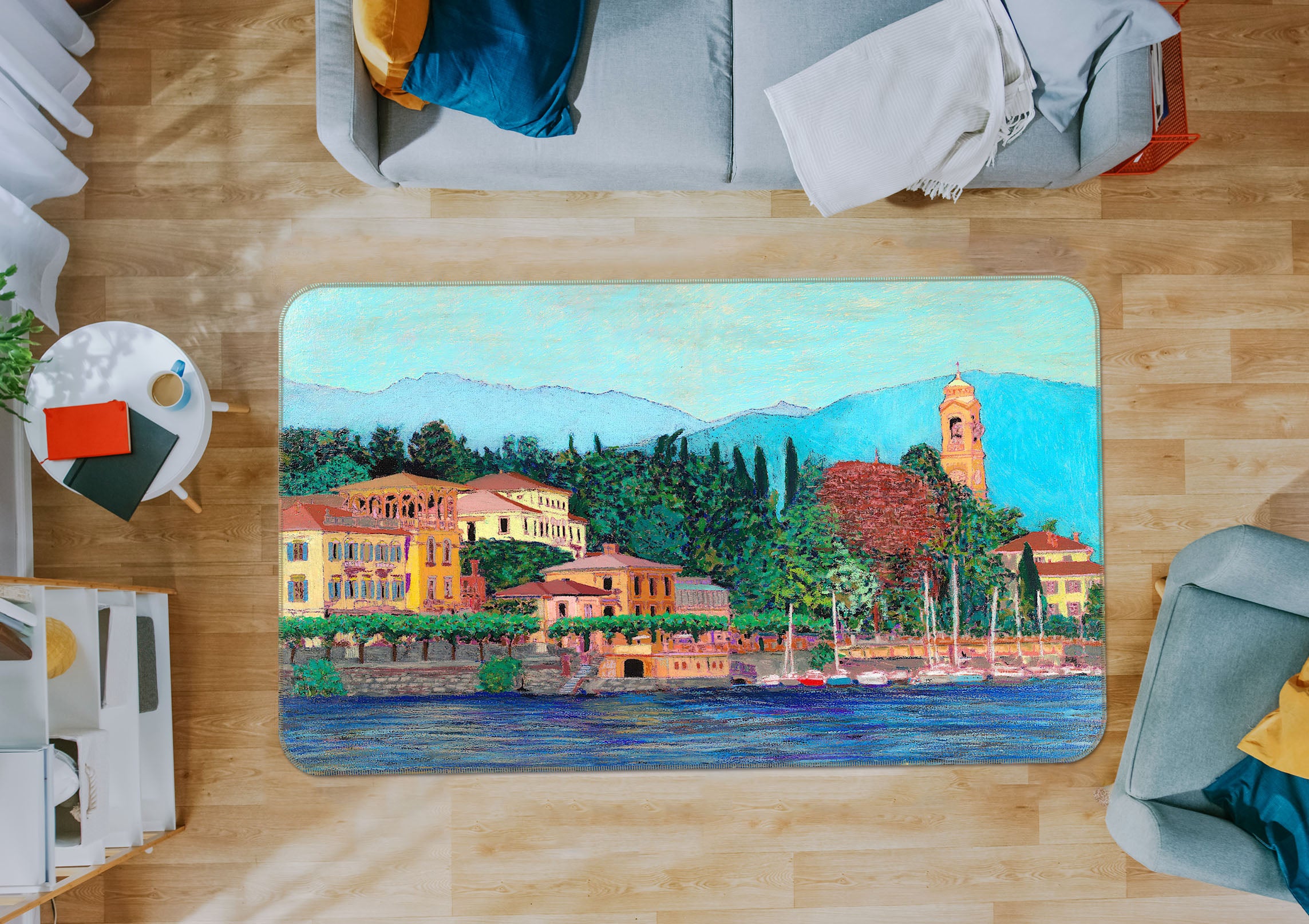 3D Waterside City 1121 Allan P. Friedlander Rug Non Slip Rug Mat