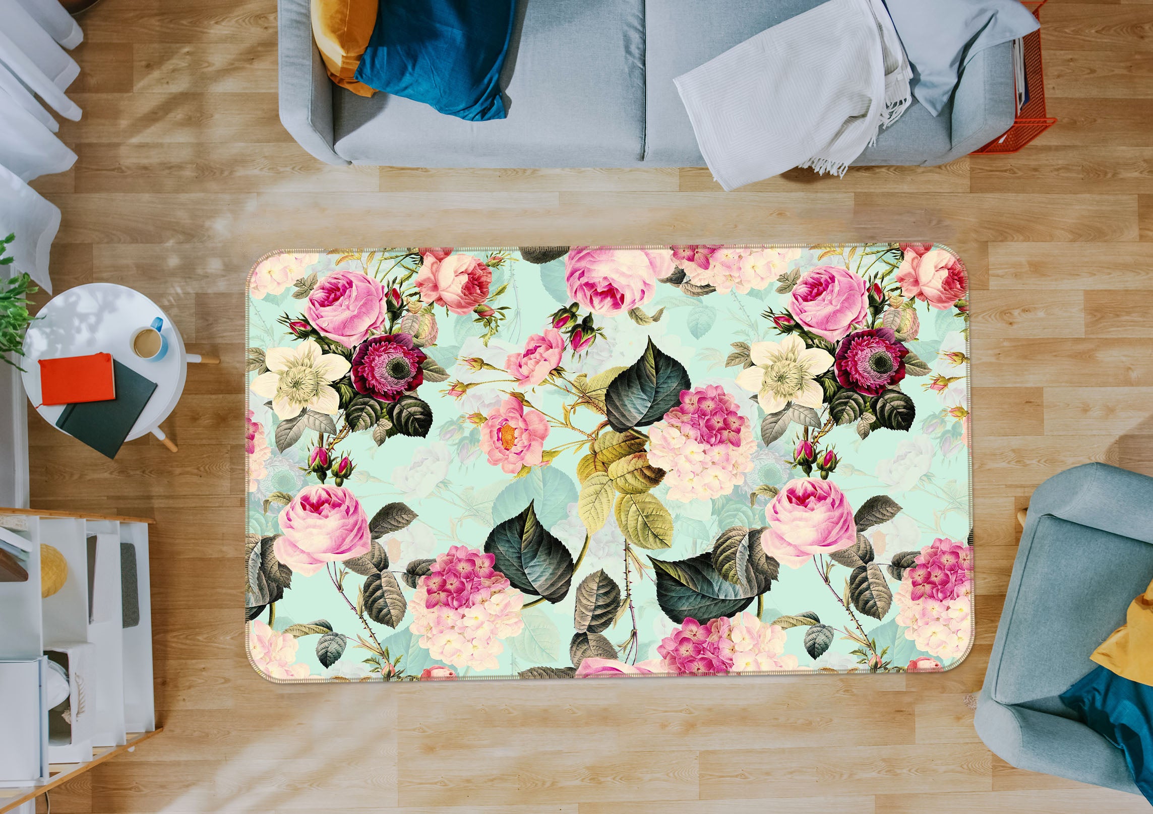 3D Pink Rose 126 Uta Naumann Rug Non Slip Rug Mat